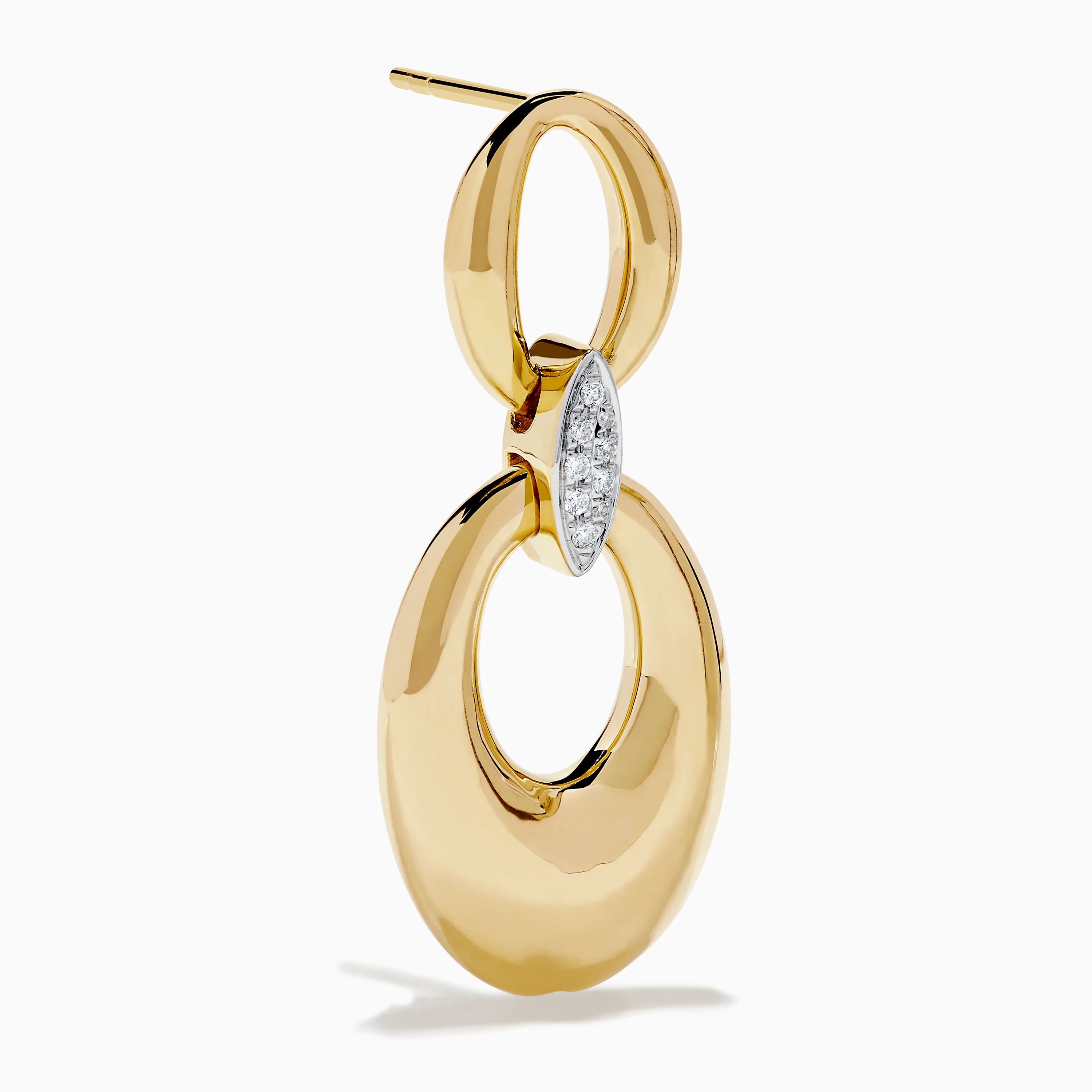 14K Yellow Gold Diamond Accented Double Drop Earrings - Image 3