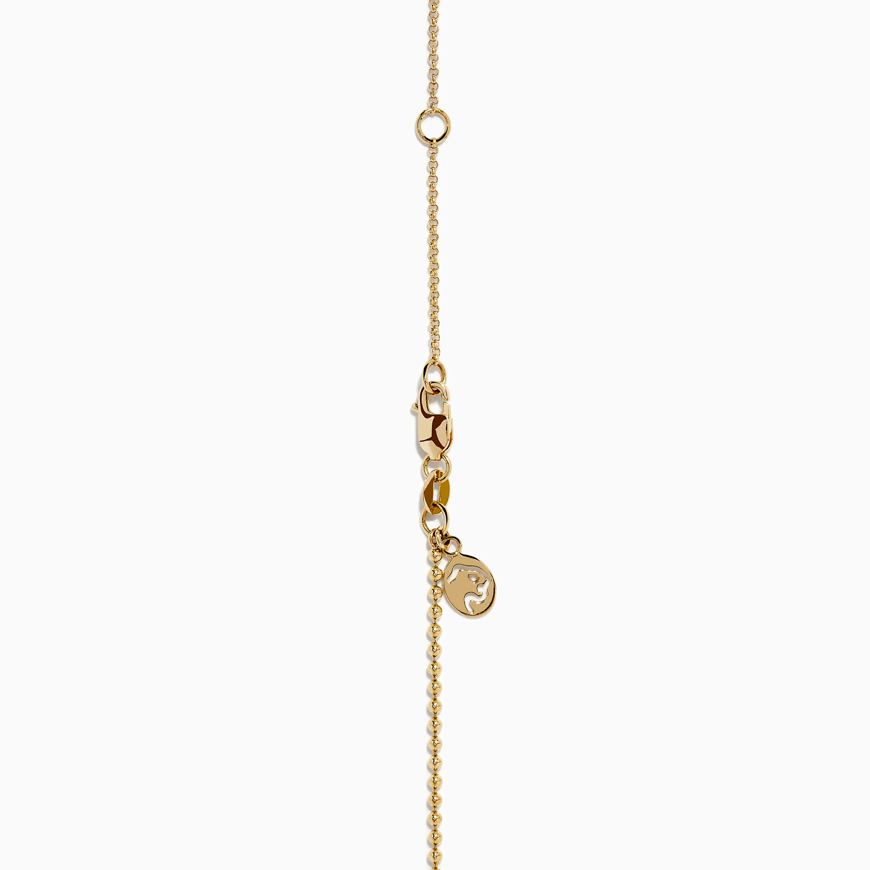 Web Exclusive 14K Yellow Gold Diamond and Emerald Lariat Tassel Panther Pendant - Image 4