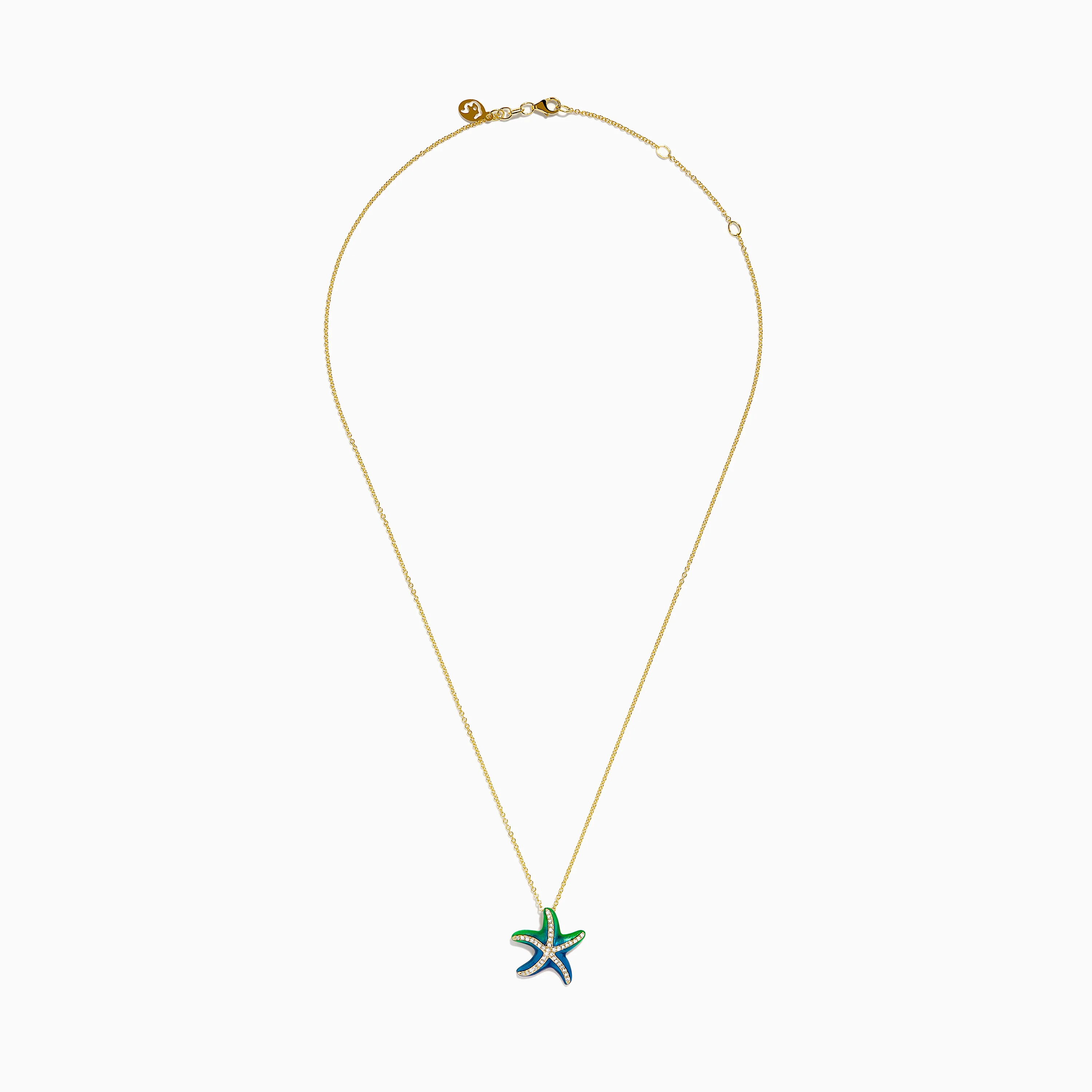 14K Yellow Gold Diamond and Enamel Starfish Pendant - Image 3