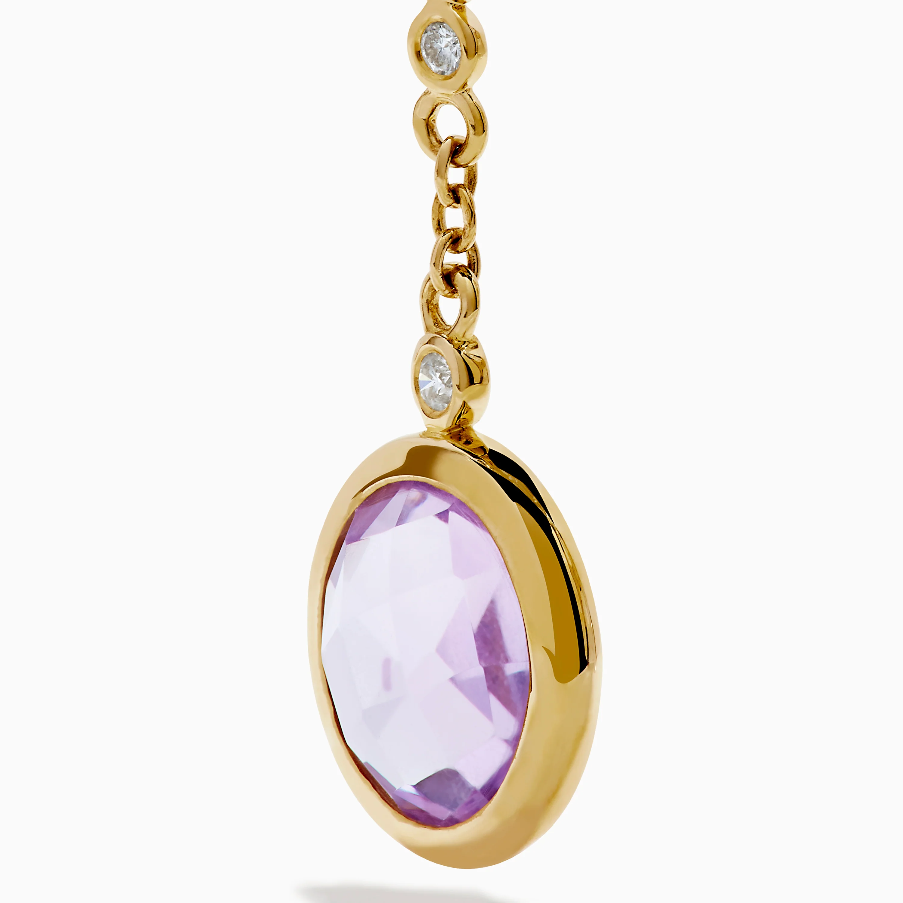 14K Yellow Gold Diamond and Muti Color Gemstone Linear Drop Earrings - Image 2