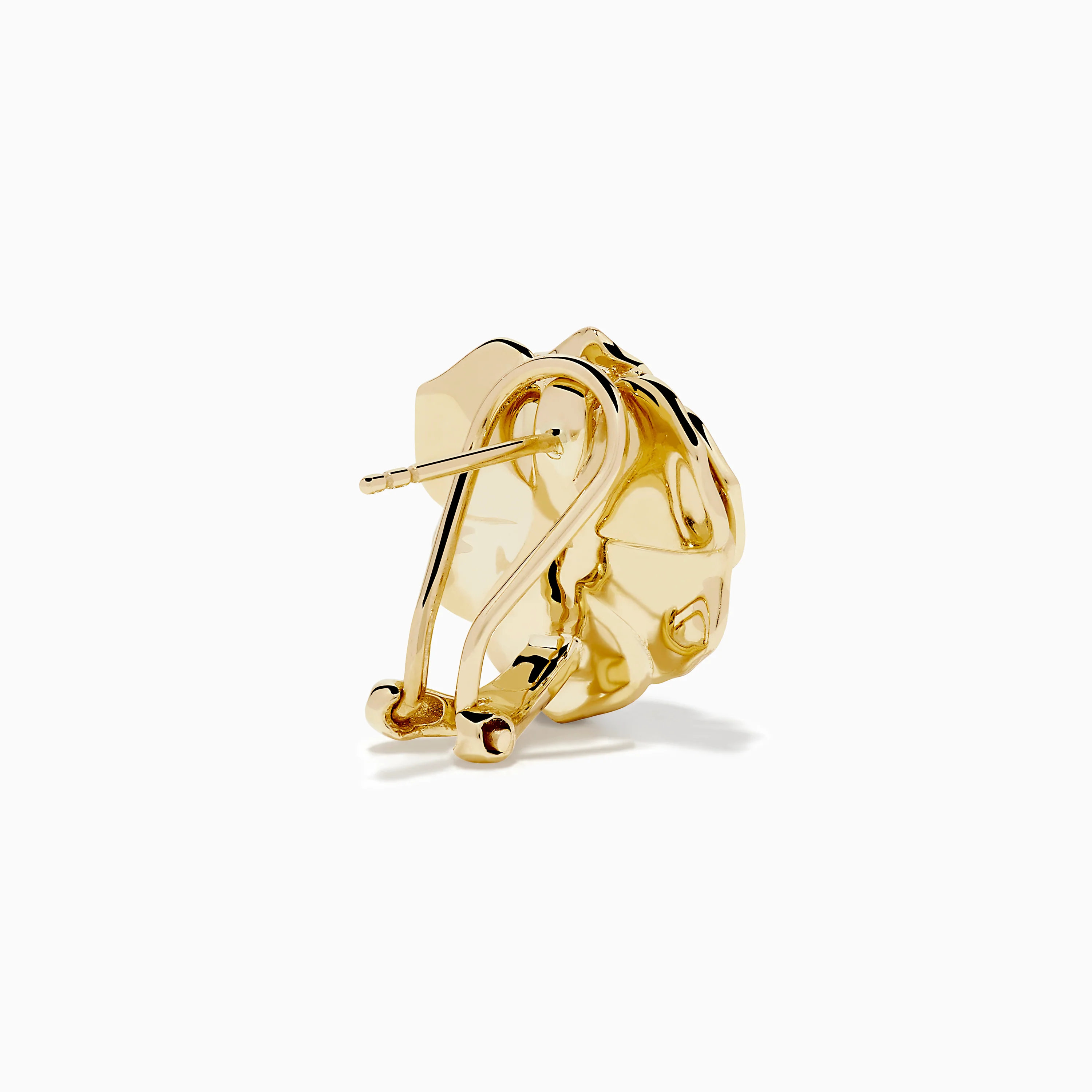 14K Yellow Gold Diamond Brushed Rose Flower Clip-On Earrings - Image 4