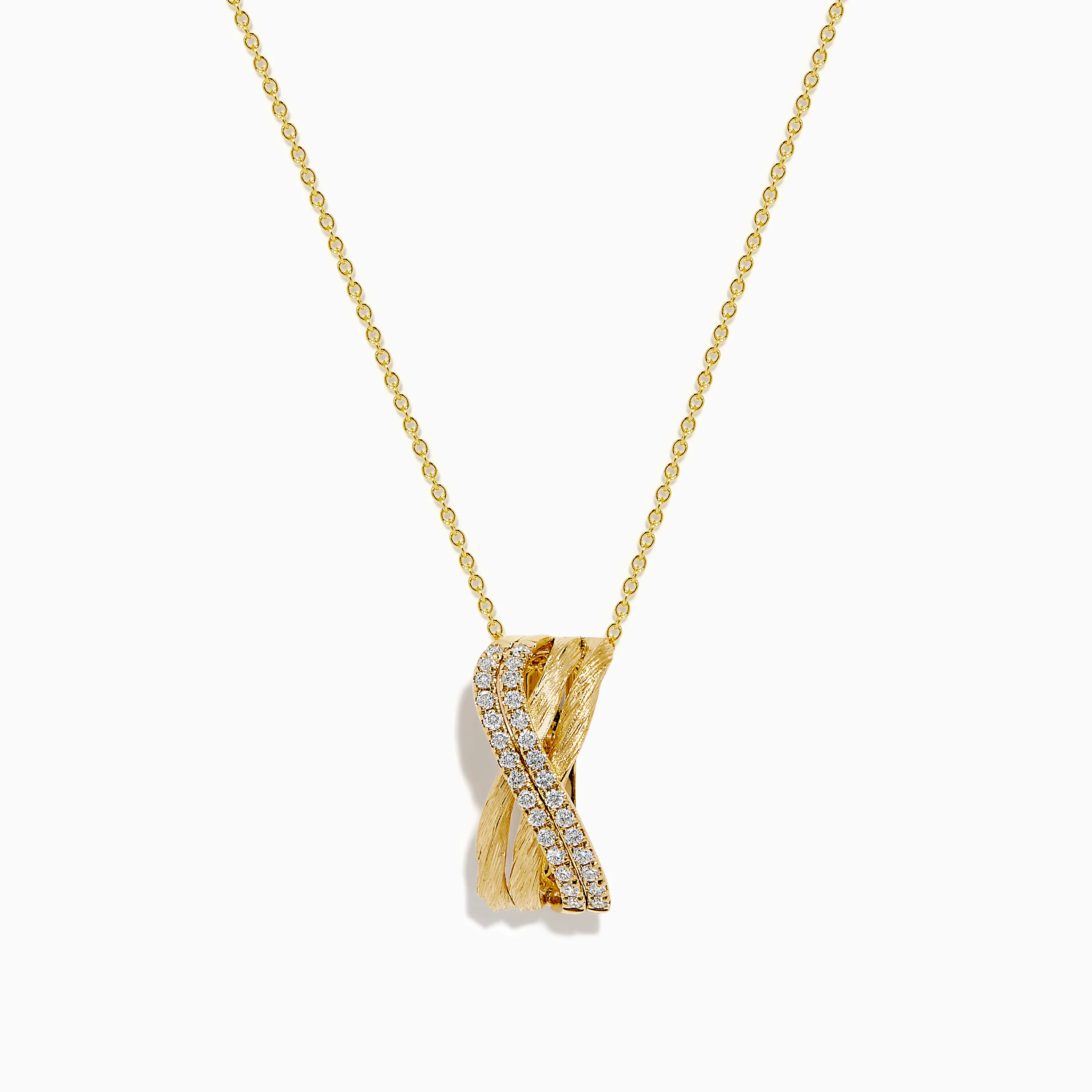 14K Yellow Gold Diamond Crisscross Bar Pendant