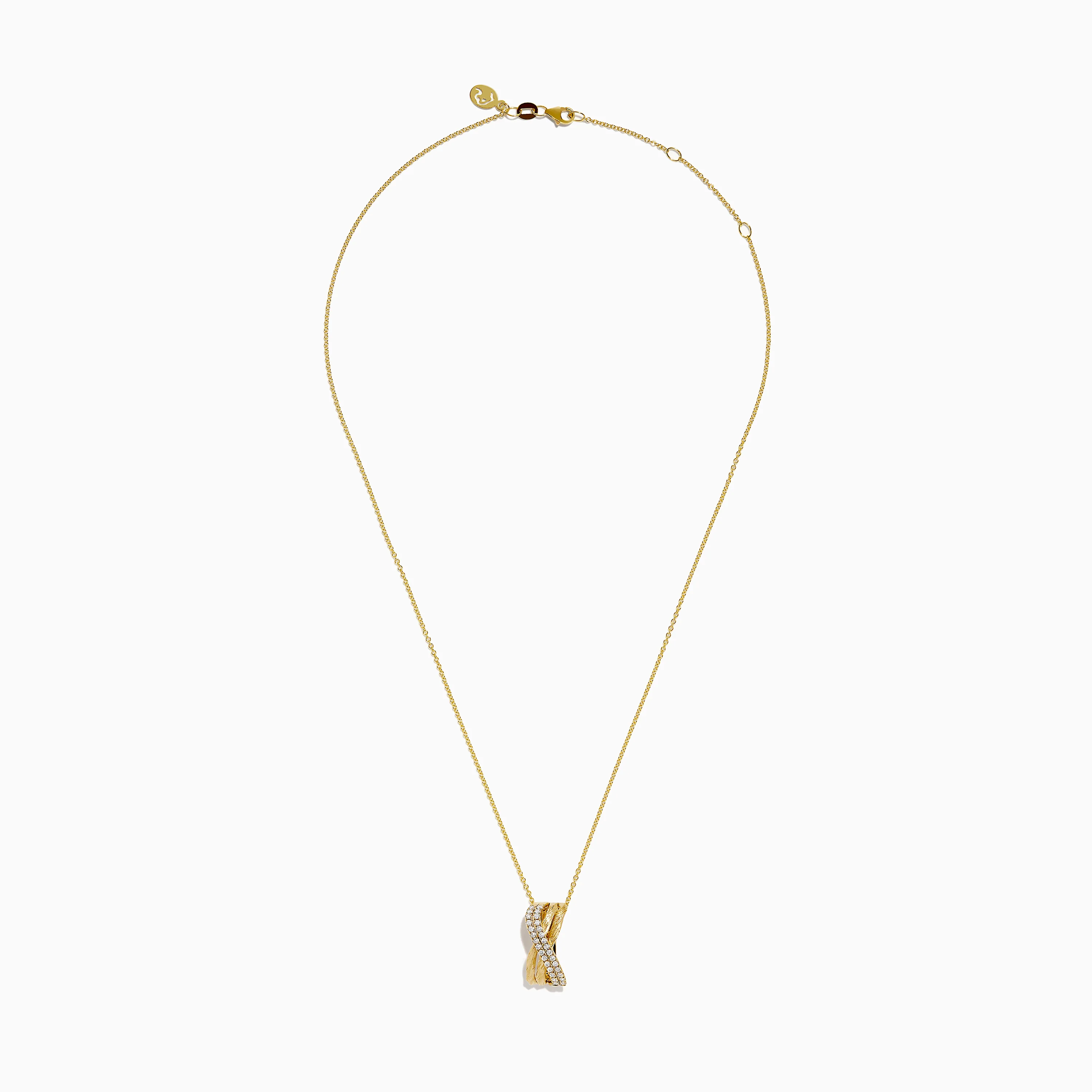 14K Yellow Gold Diamond Crisscross Bar Pendant - Image 3
