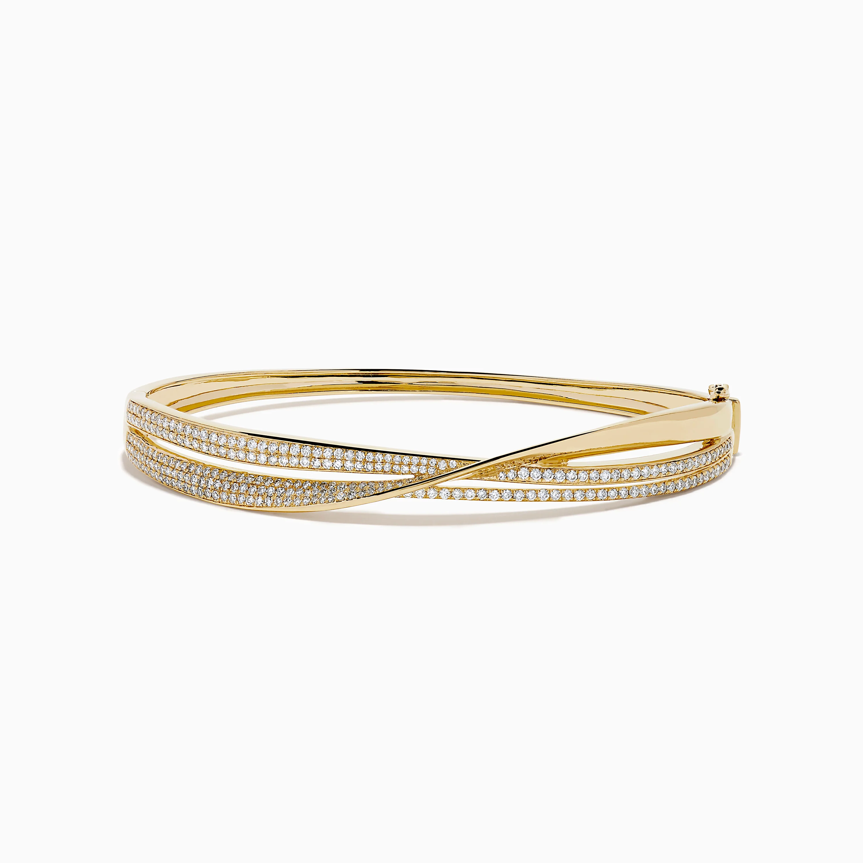 14K Yellow Gold Diamond Crossover Ribbon Bangle
