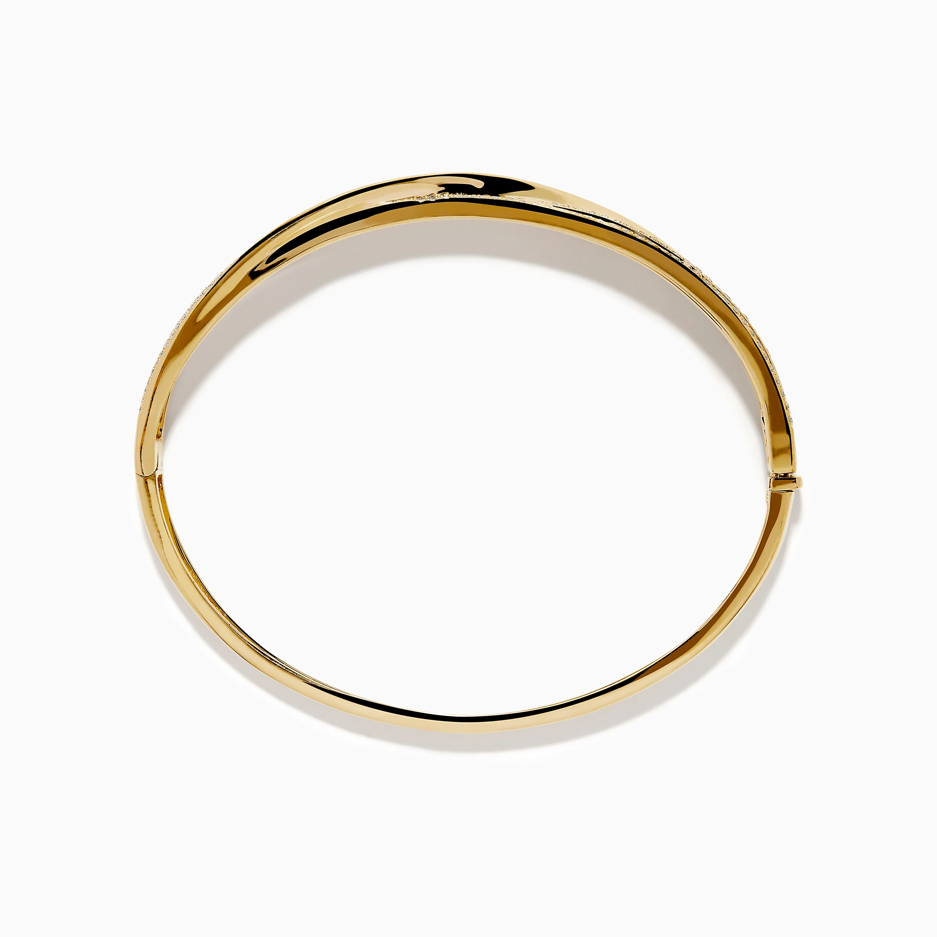 14K Yellow Gold Diamond Crossover Ribbon Bangle - Image 3