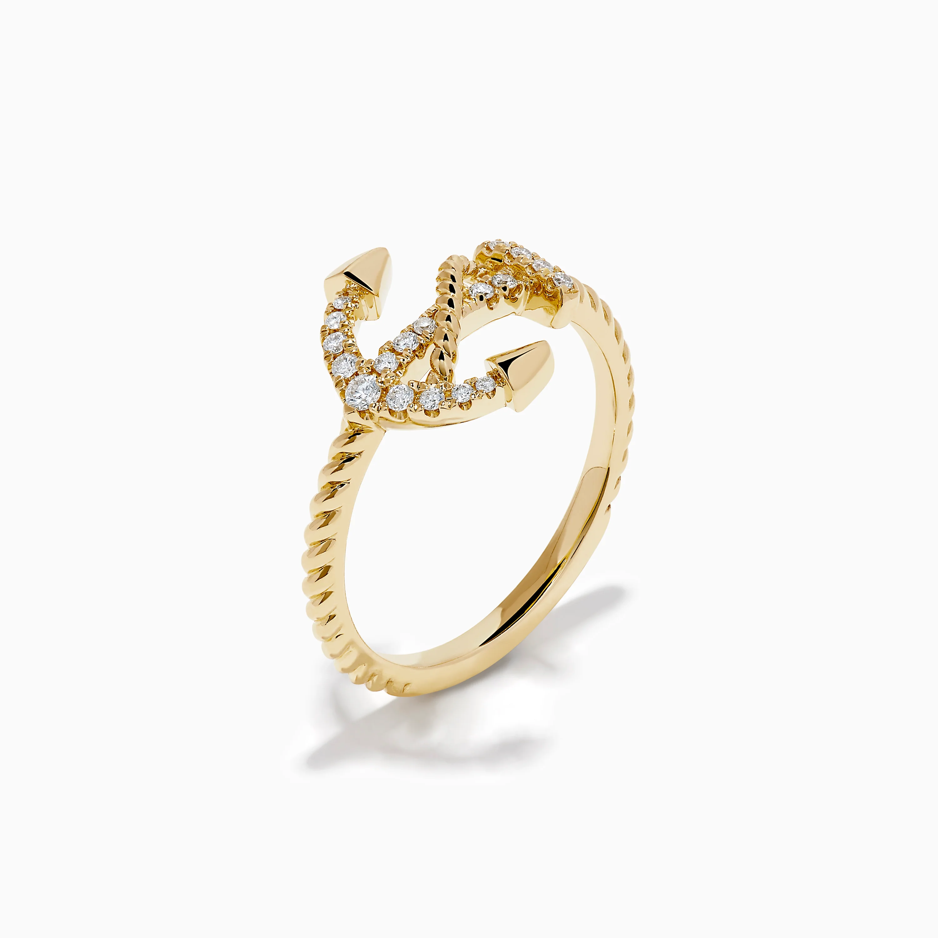 14K Yellow Gold Diamond East West Anchor Ring - Image 4