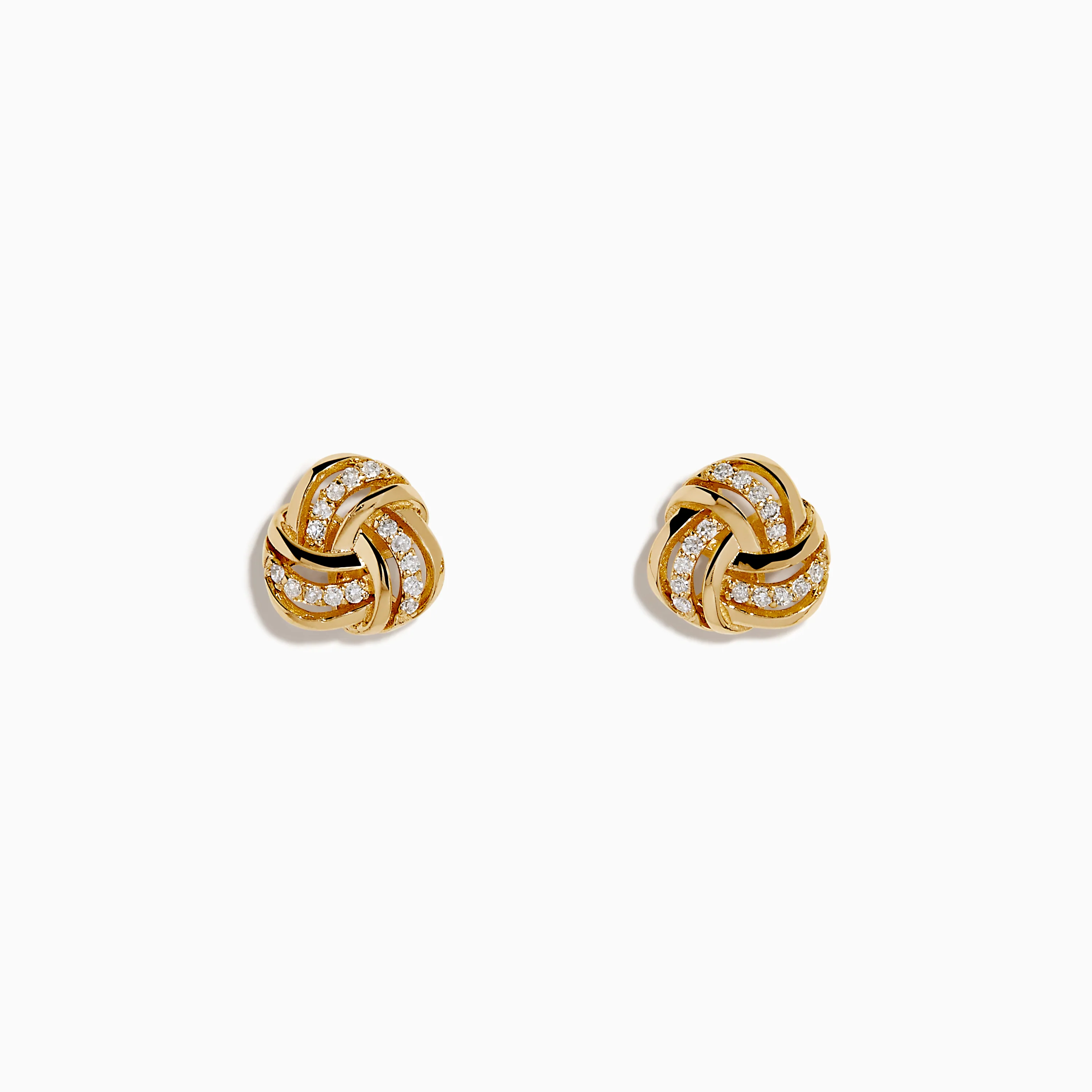 14K Yellow Gold Diamond Love Knot Earrings