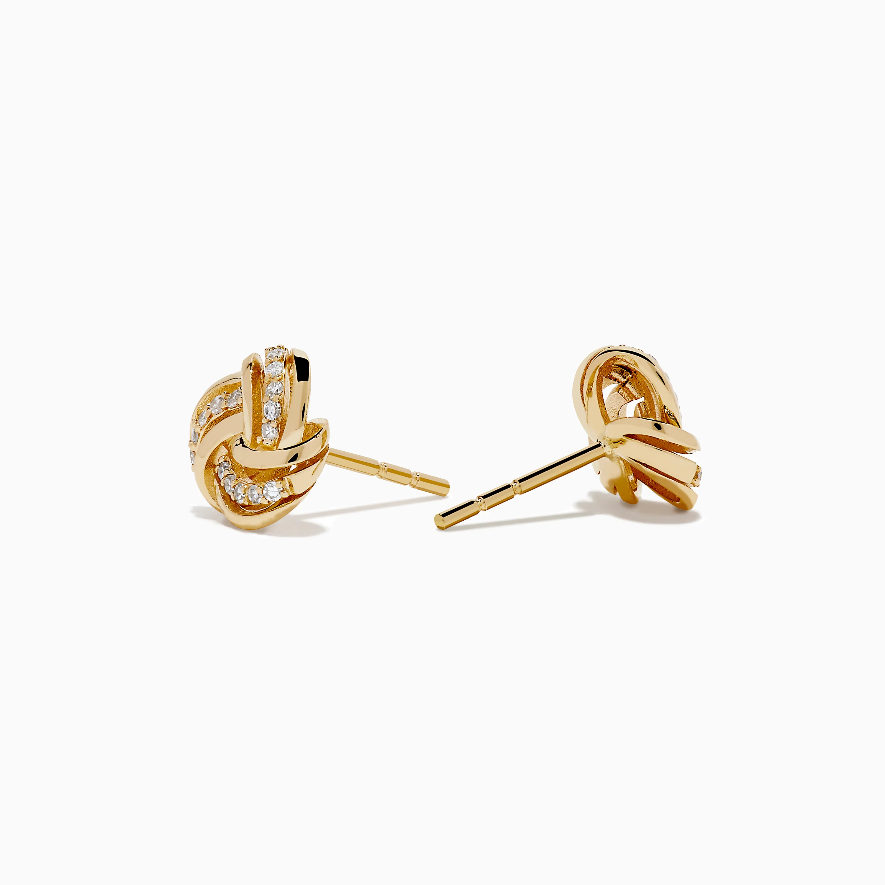 14K Yellow Gold Diamond Love Knot Earrings - Image 2
