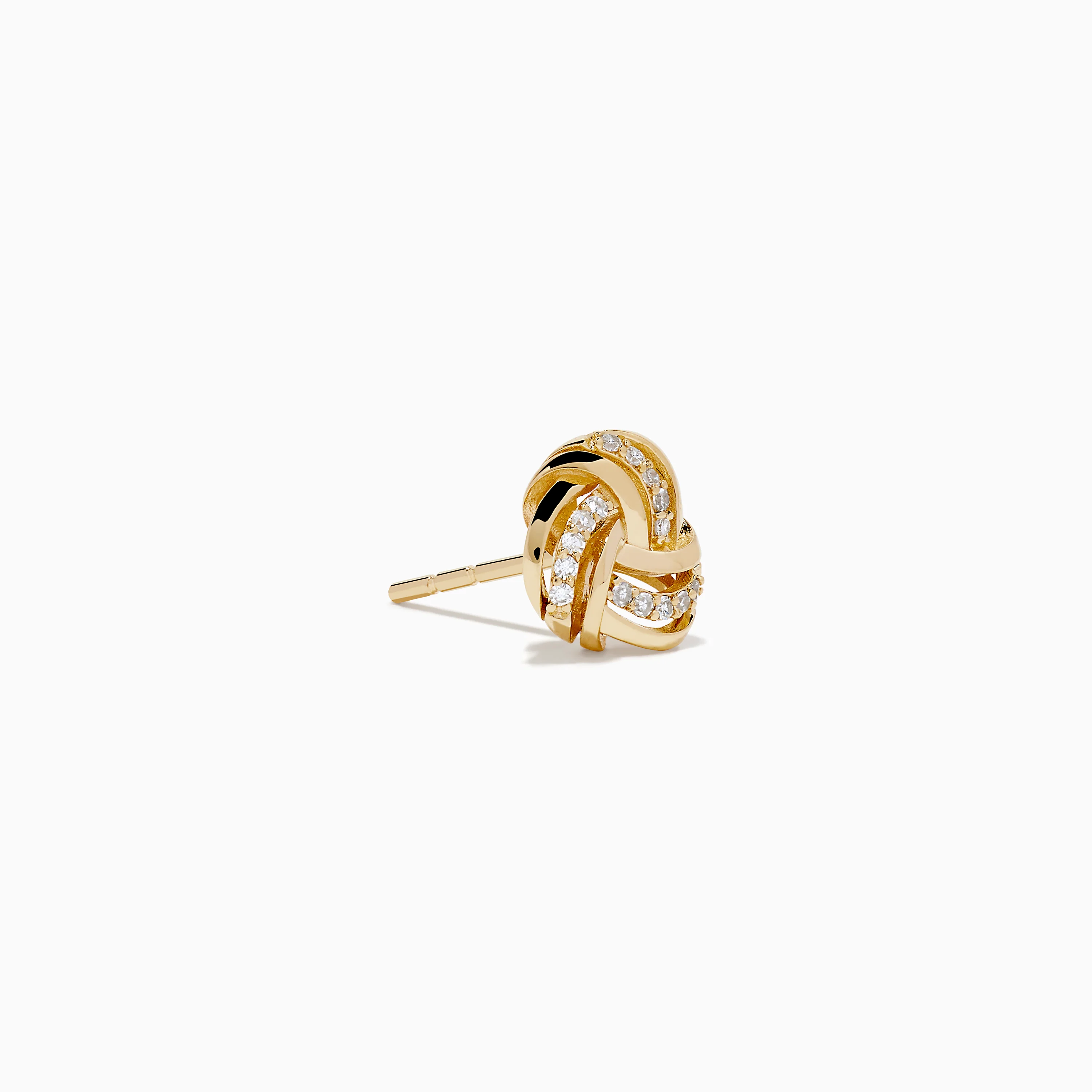 14K Yellow Gold Diamond Love Knot Earrings - Image 3