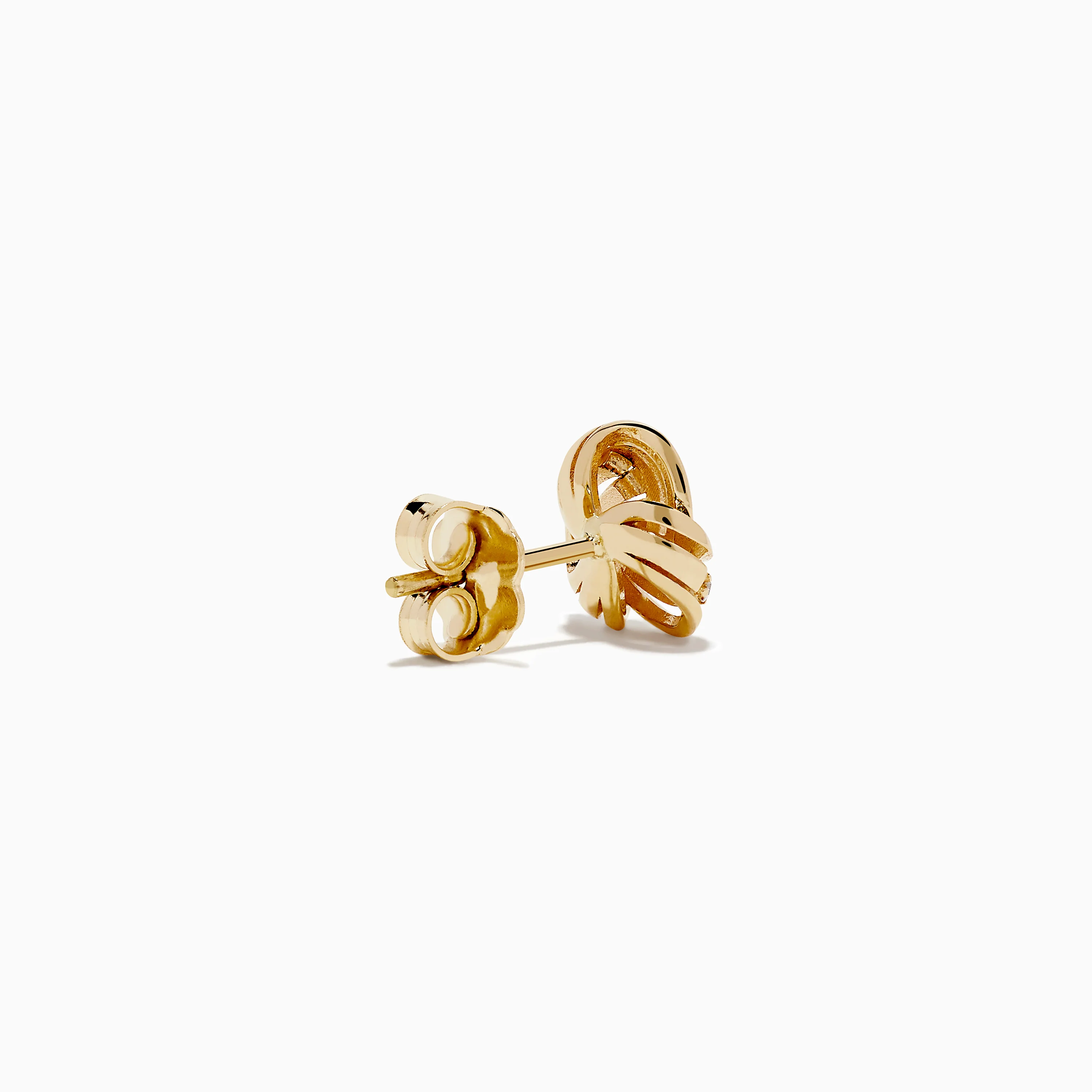 14K Yellow Gold Diamond Love Knot Earrings - Image 4
