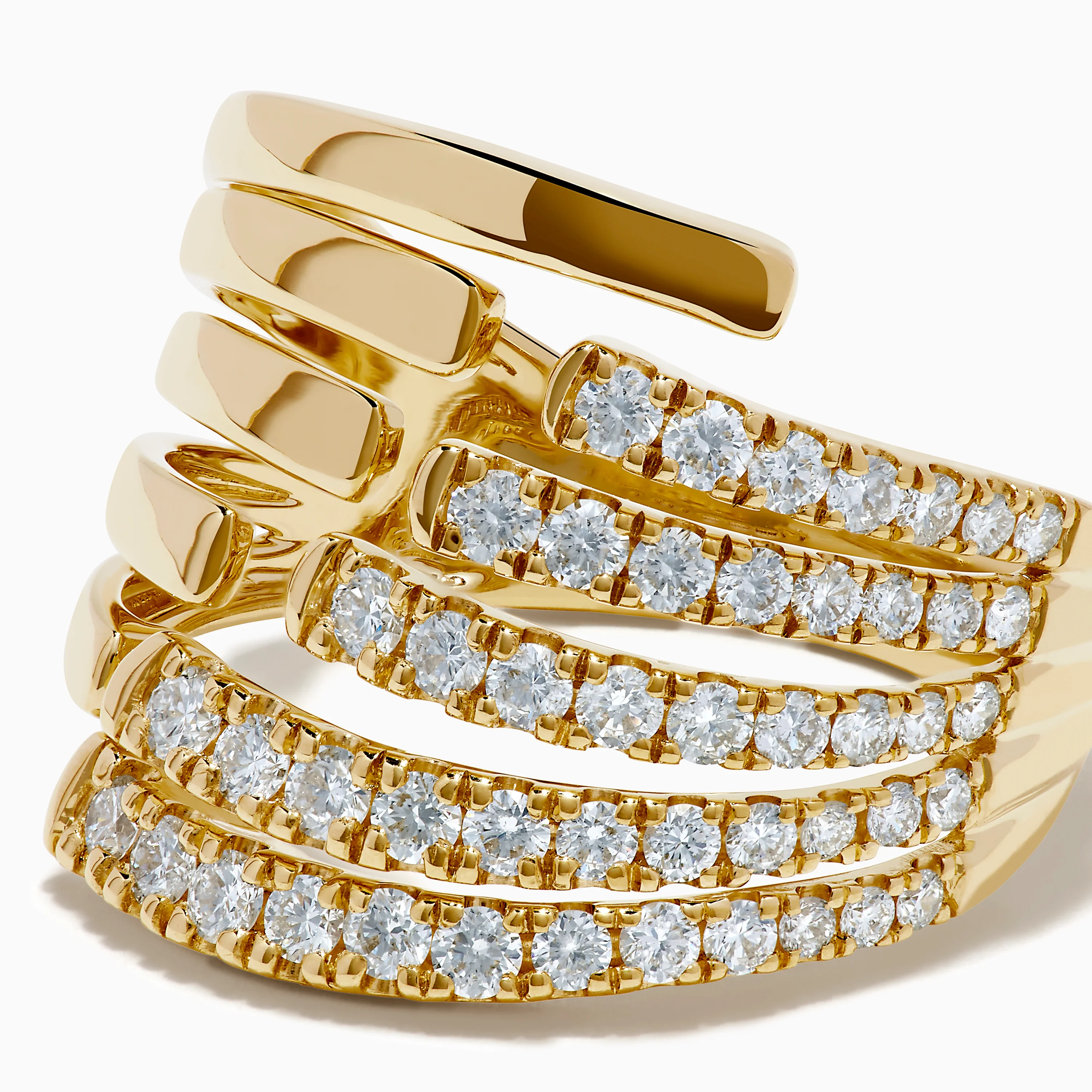 14K Yellow Gold Diamond Multi Row Ring - Image 2