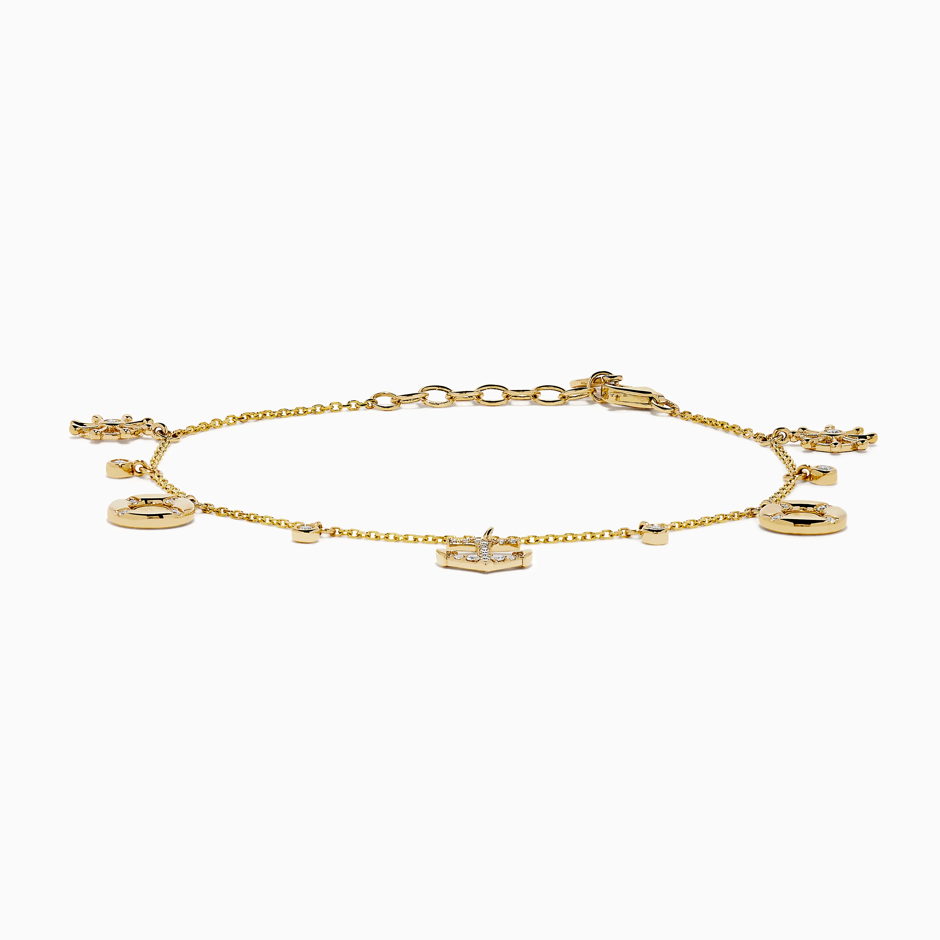 14K Yellow Gold Diamond Nautical Charm Bracelet - Image 3