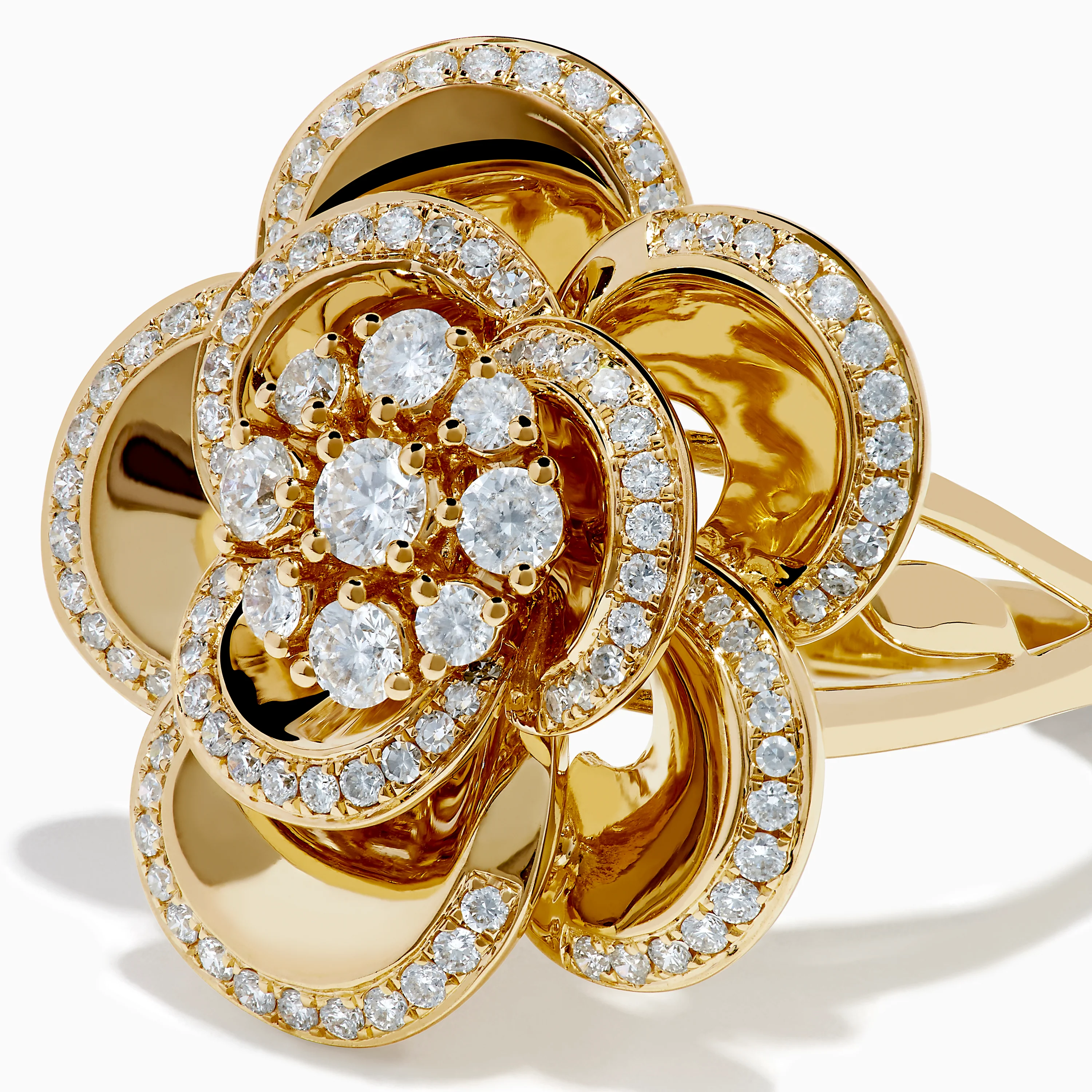 14K Yellow Gold Diamond Pave Bloom Ring - Image 2