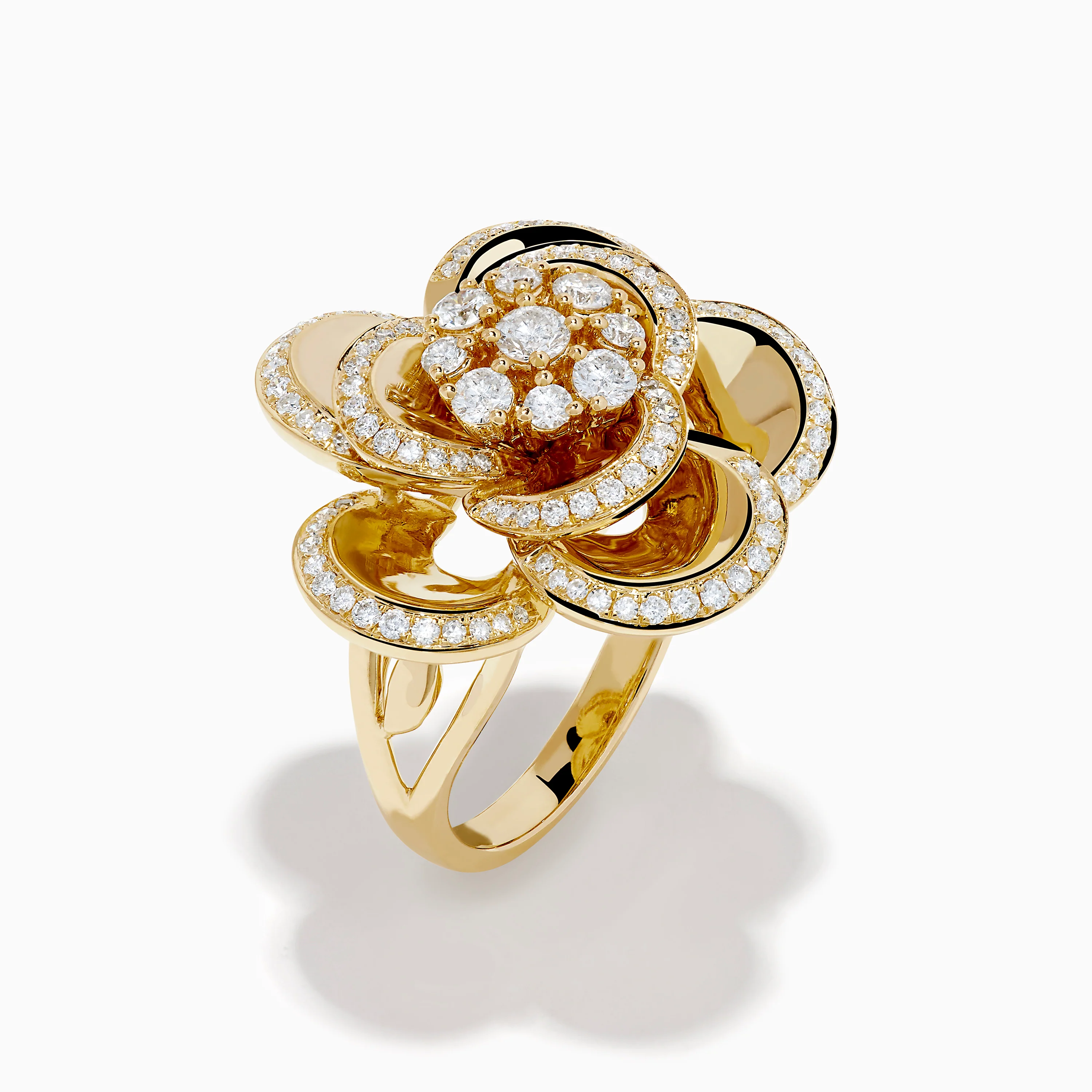 14K Yellow Gold Diamond Pave Bloom Ring - Image 4
