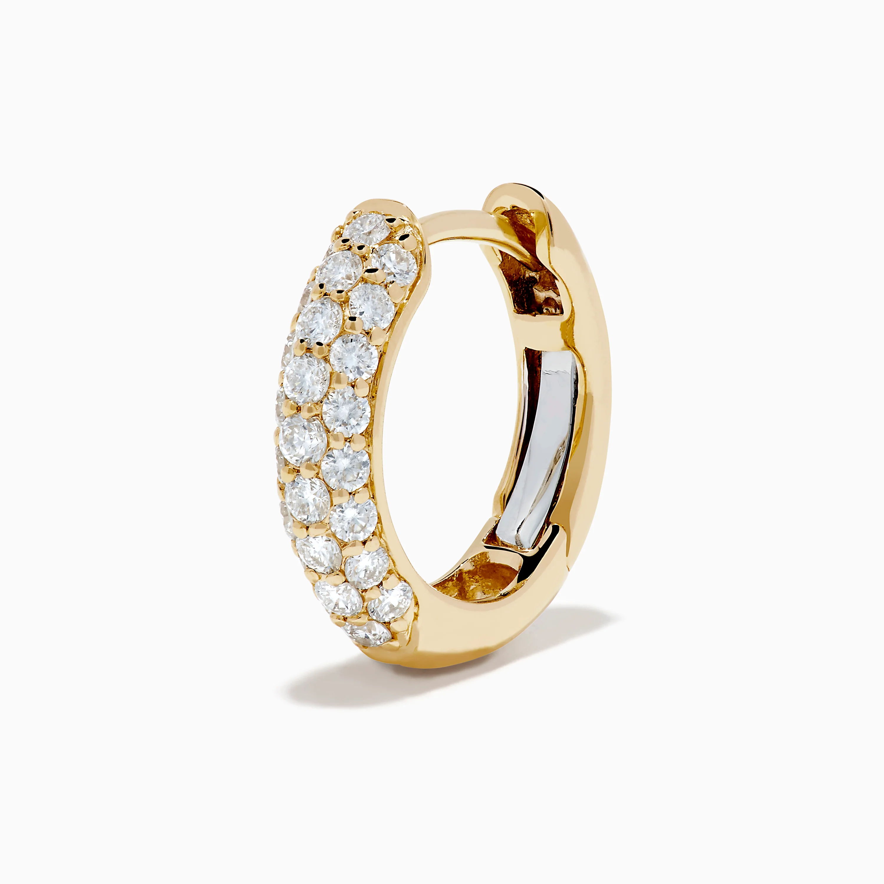 14K Yellow Gold Diamond Pavé Dome Mini Hoop Earrings - Image 2