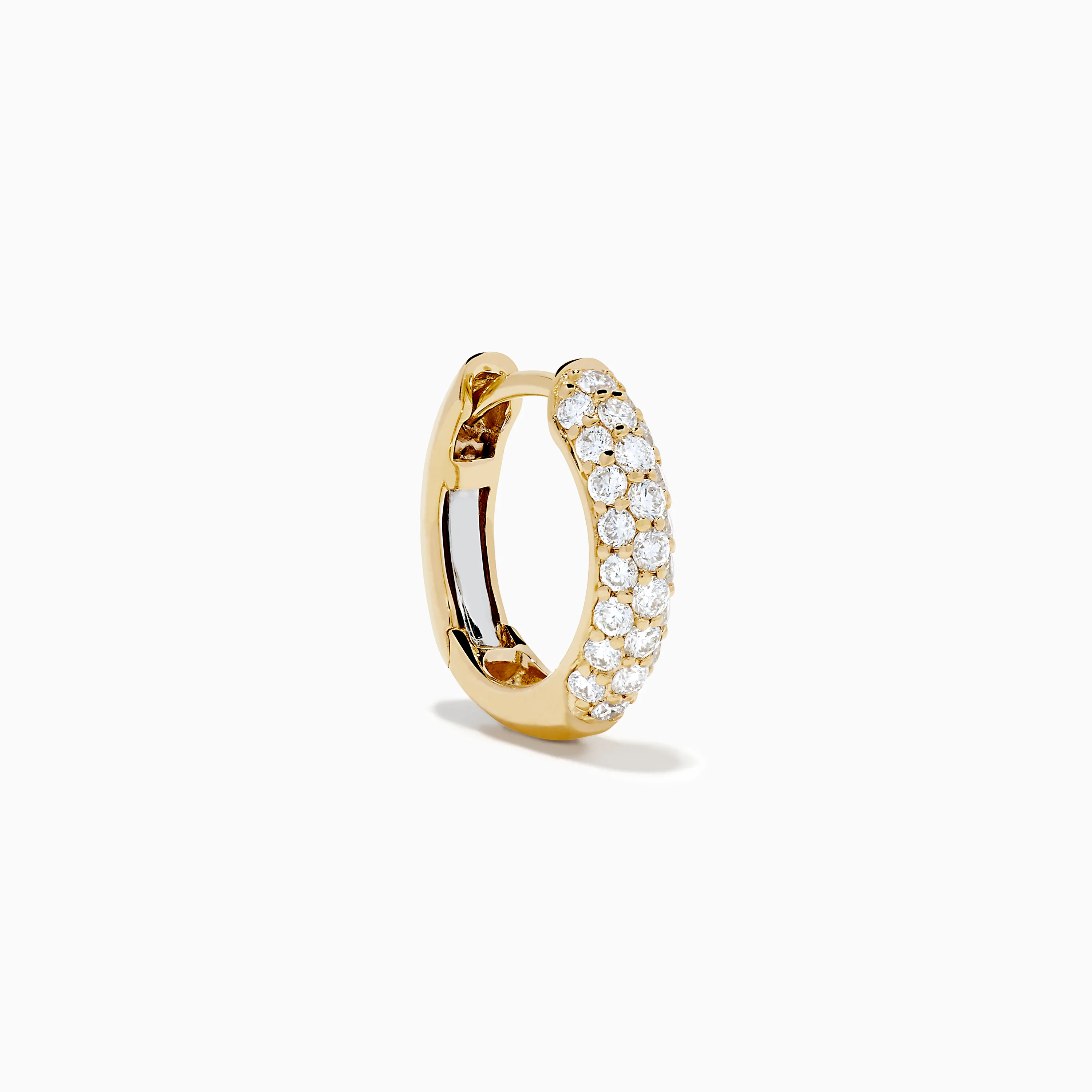 14K Yellow Gold Diamond Pavé Dome Mini Hoop Earrings - Image 3
