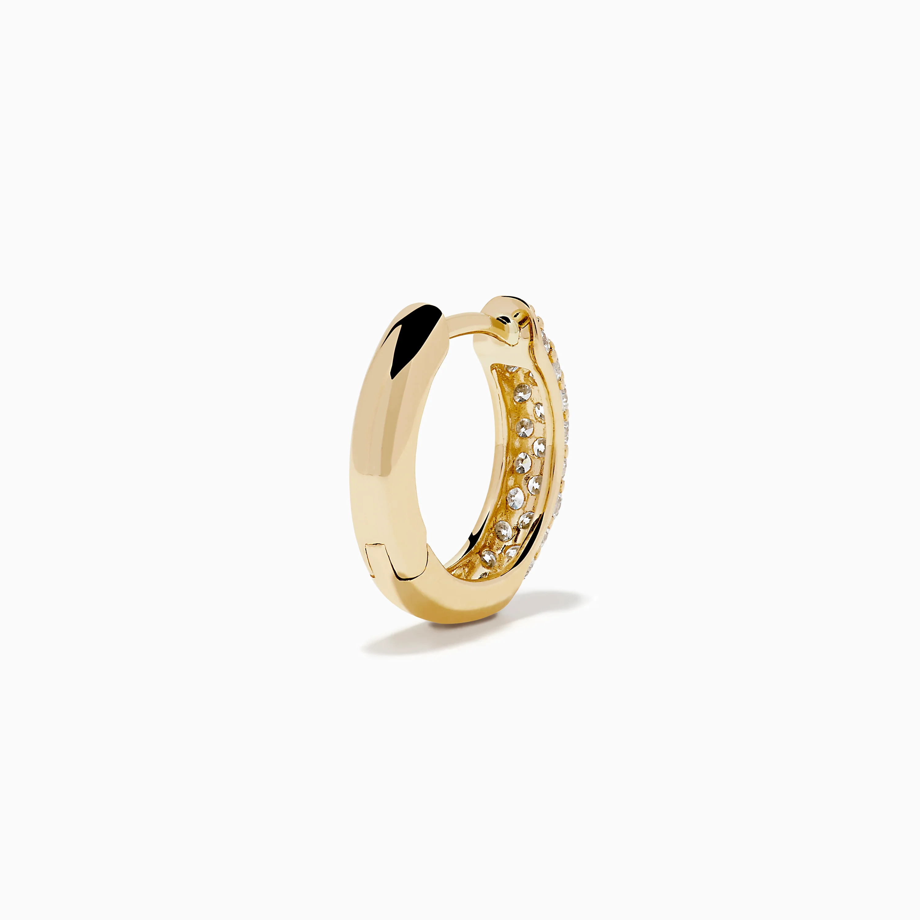 14K Yellow Gold Diamond Pavé Dome Mini Hoop Earrings - Image 4