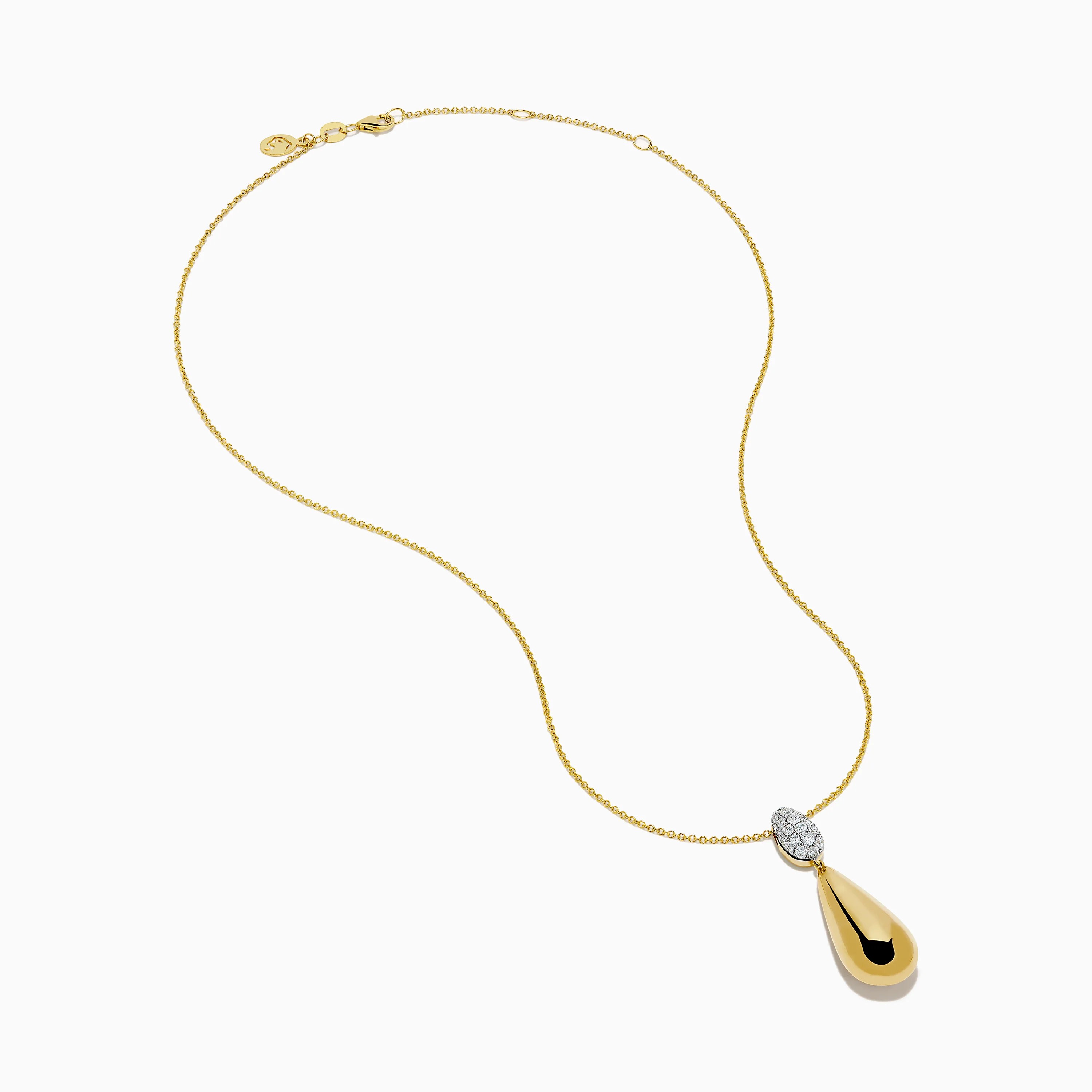 14K Yellow Gold Diamond Pave & Polished Teardrop Pendant - Image 2