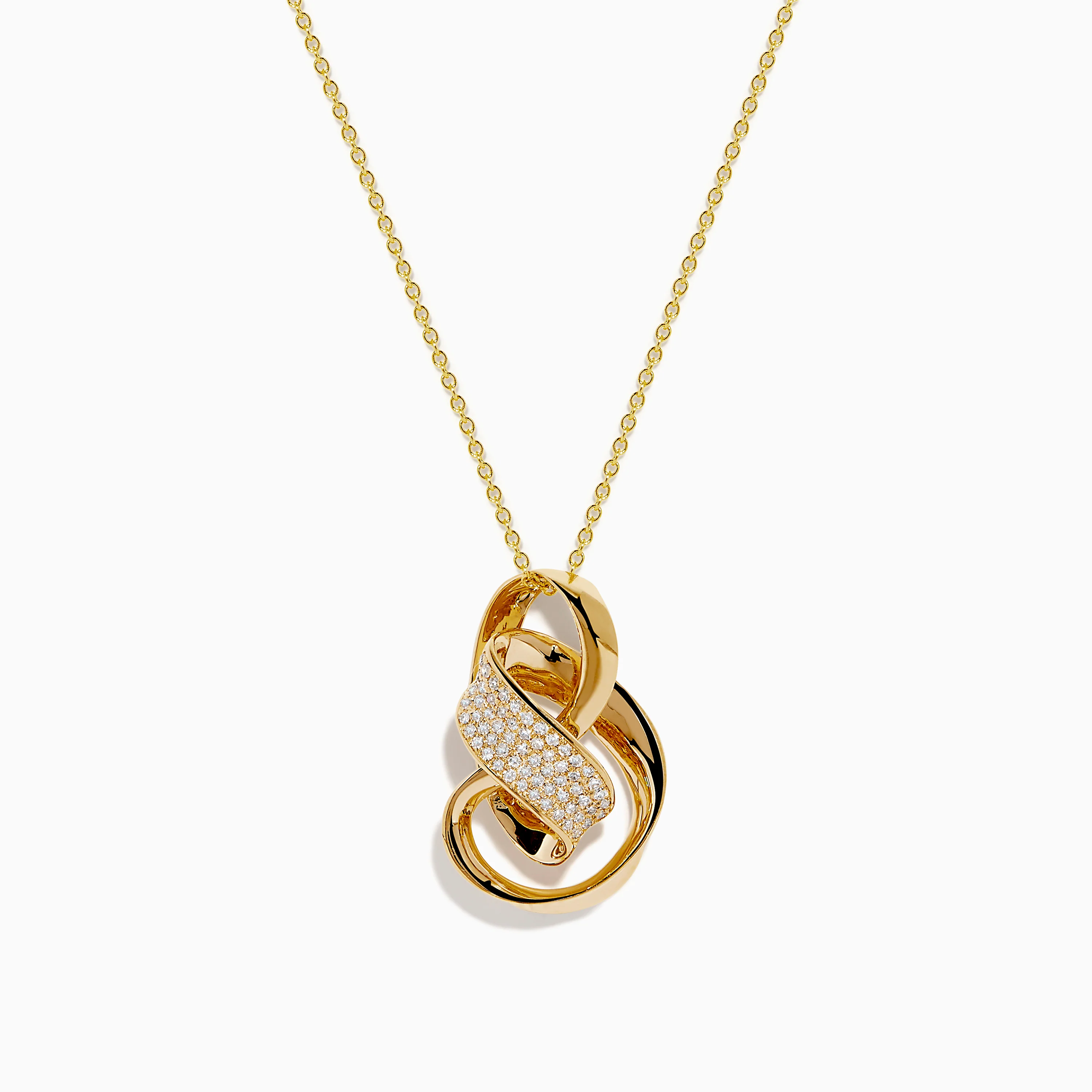D'oro 14K Yellow Gold Diamond Ribbon Pendant