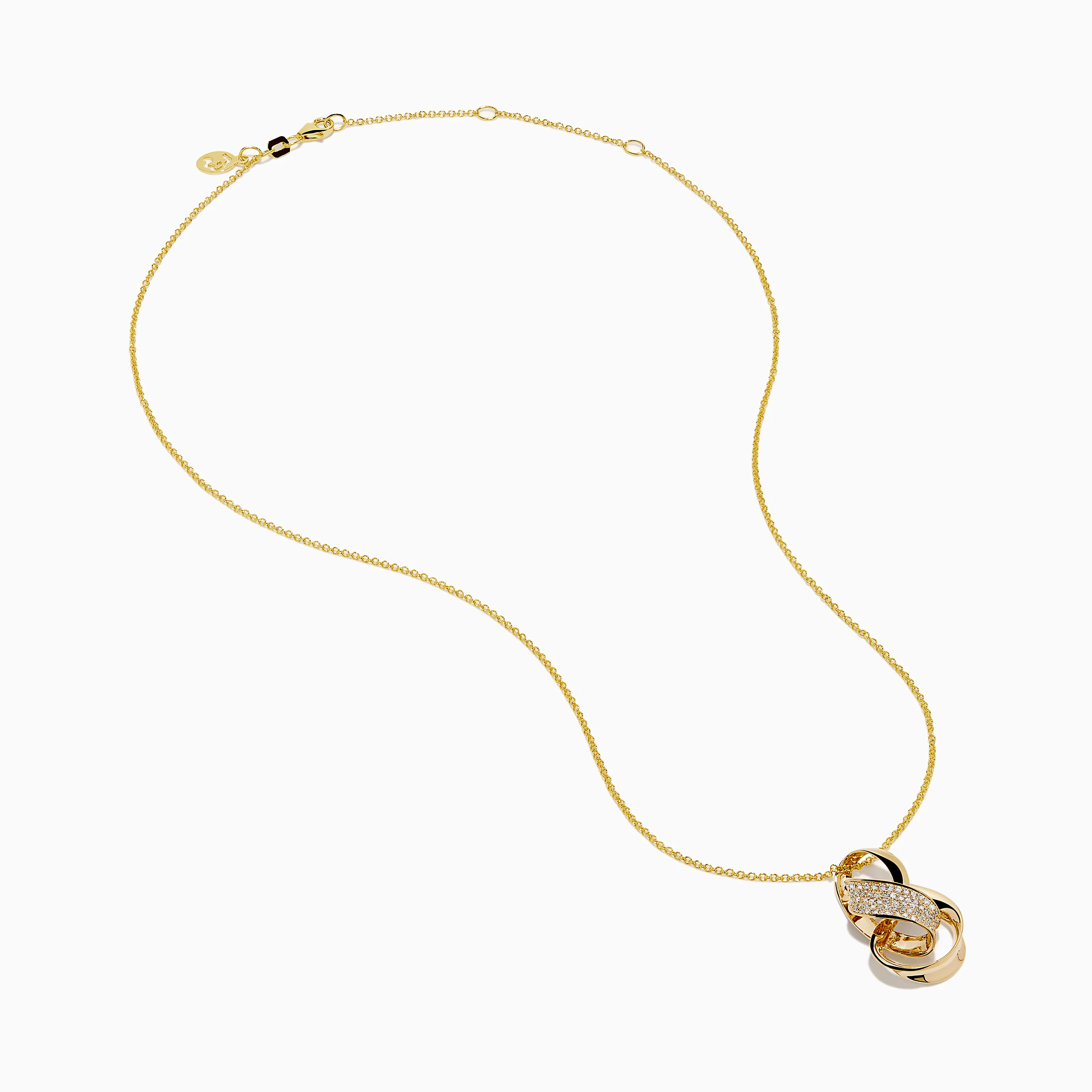 D'oro 14K Yellow Gold Diamond Ribbon Pendant - Image 2
