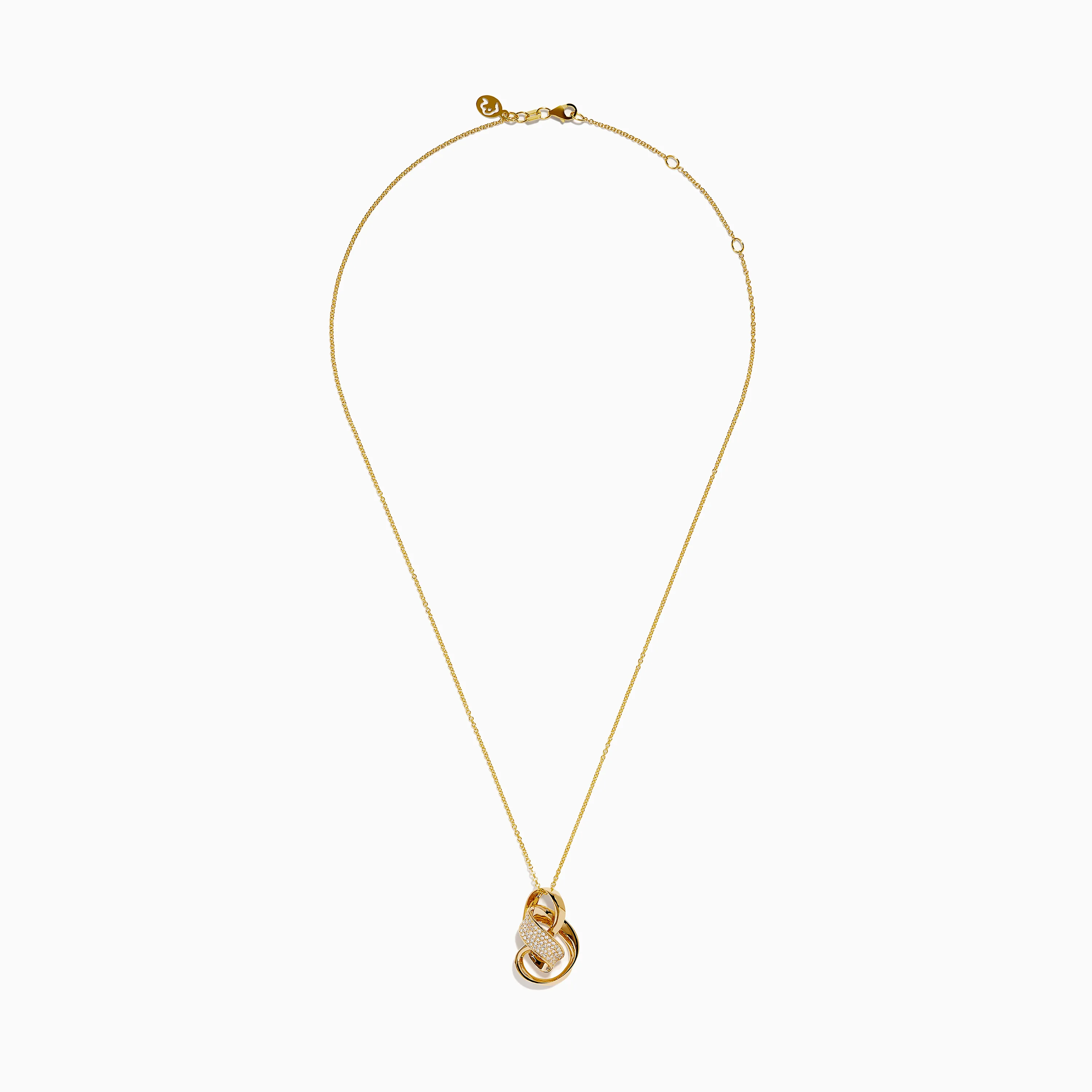 D'oro 14K Yellow Gold Diamond Ribbon Pendant - Image 3
