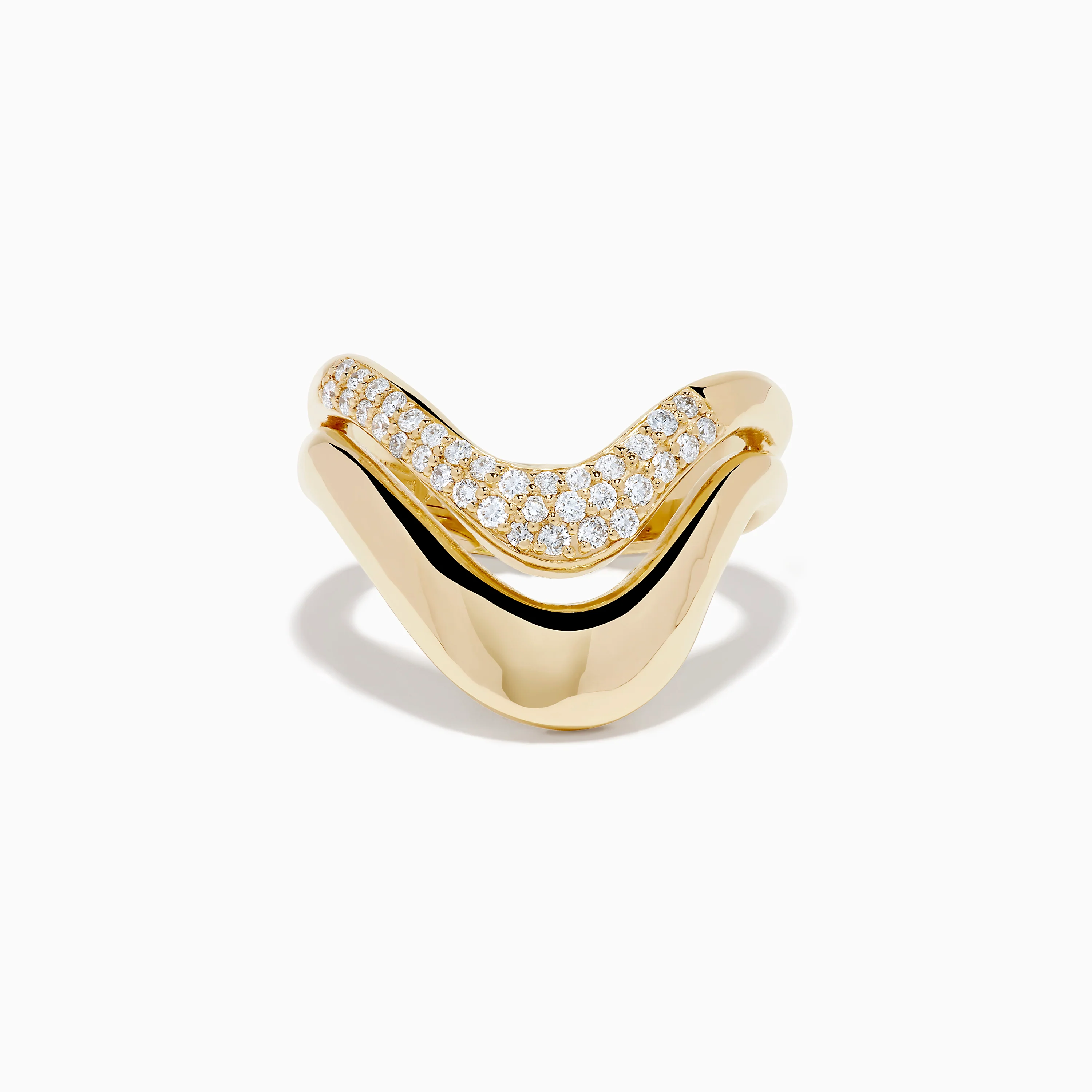 14K Yellow Gold Diamond Sculptural Ribbon Ring