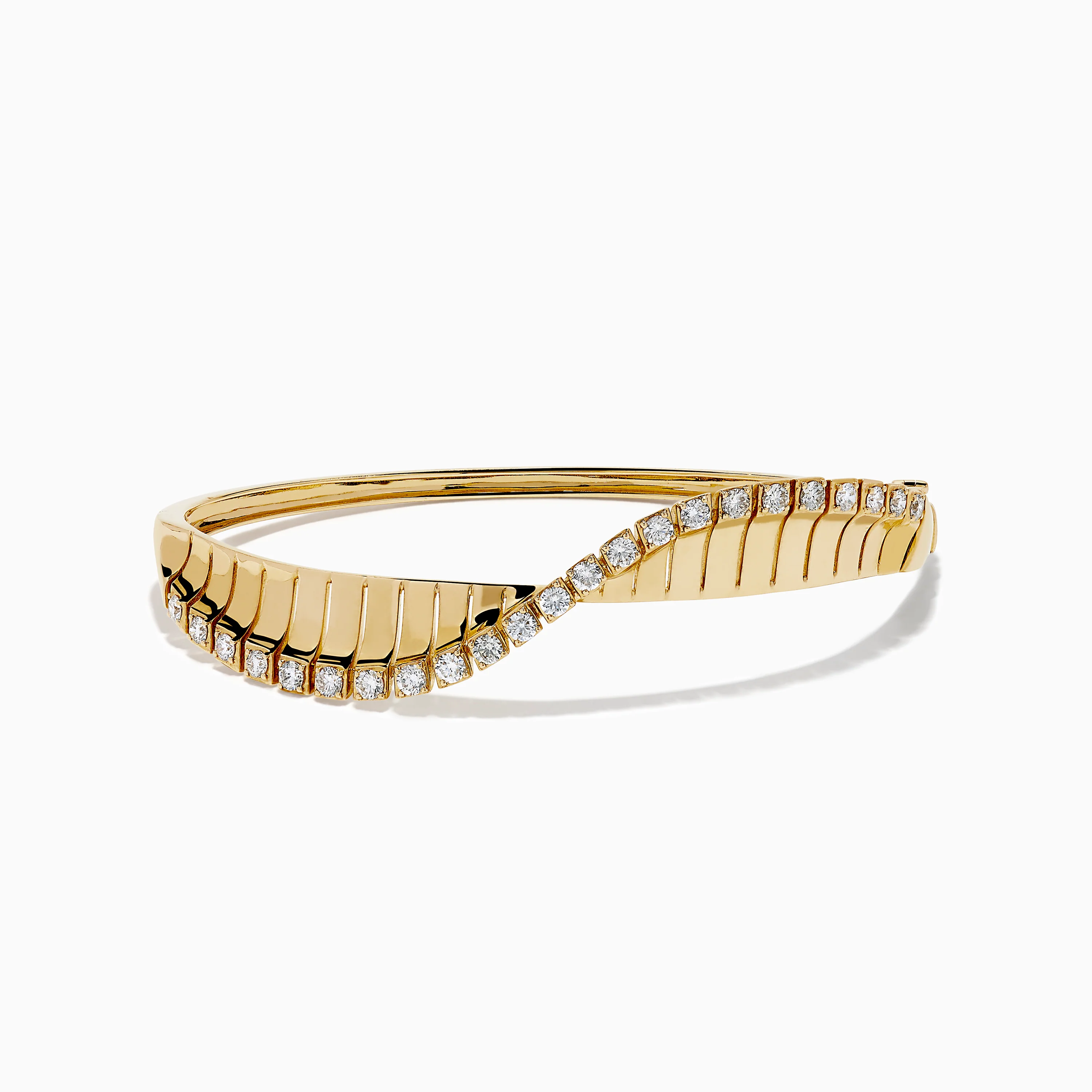 14K Yellow Gold Diamond Sculptural Twist Bangle