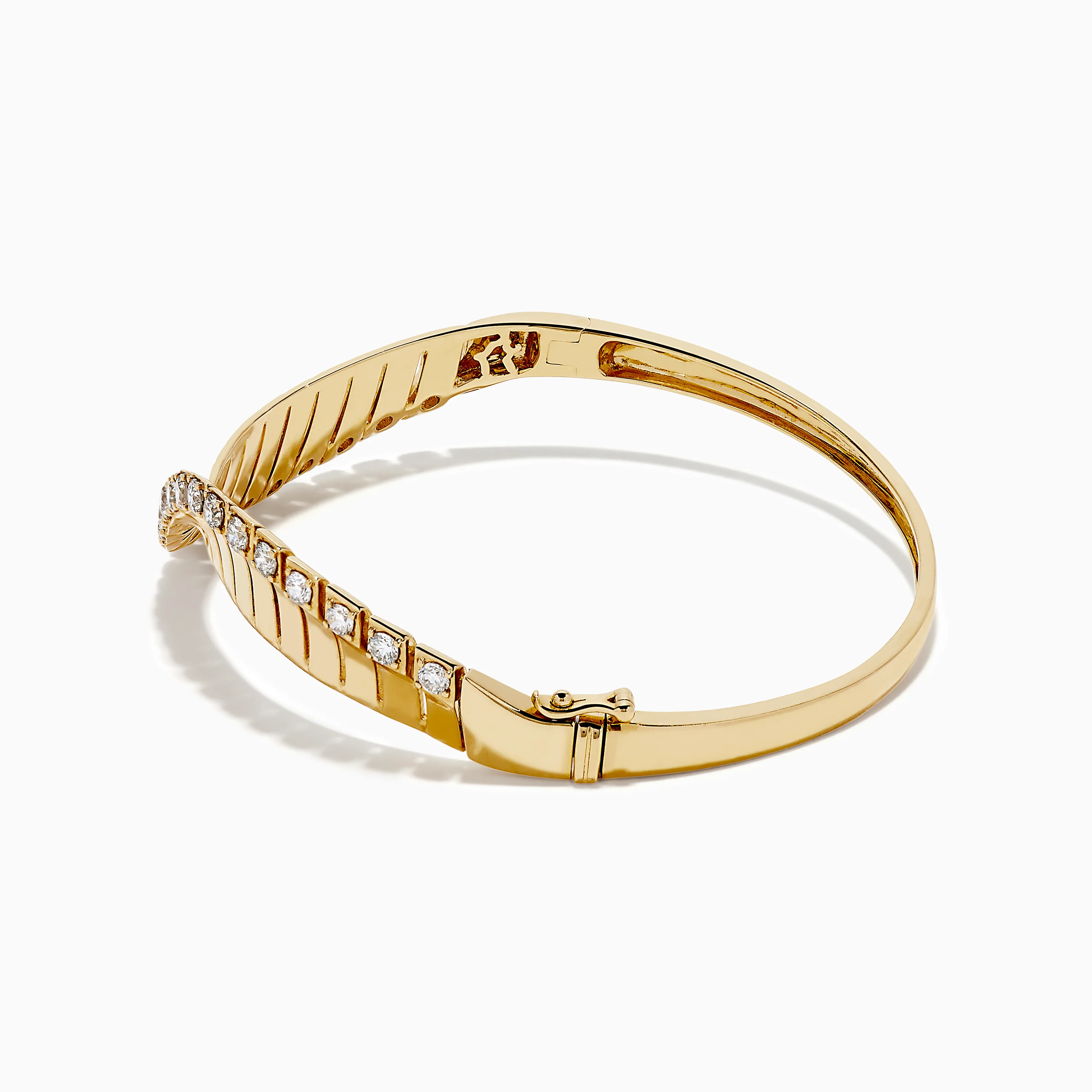 14K Yellow Gold Diamond Sculptural Twist Bangle - Image 4