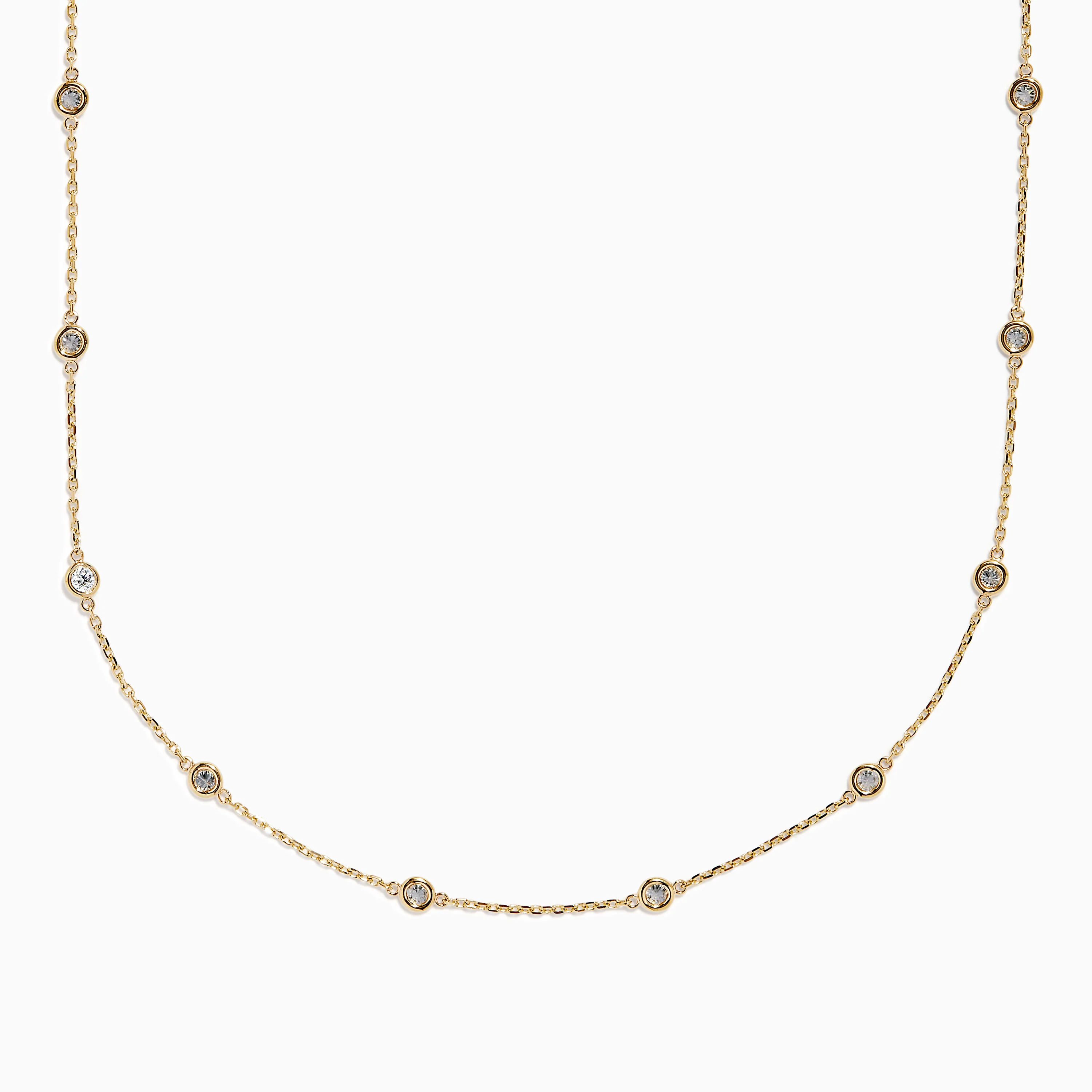 14K Yellow Gold Diamond Station Necklace, 1.00 TCW