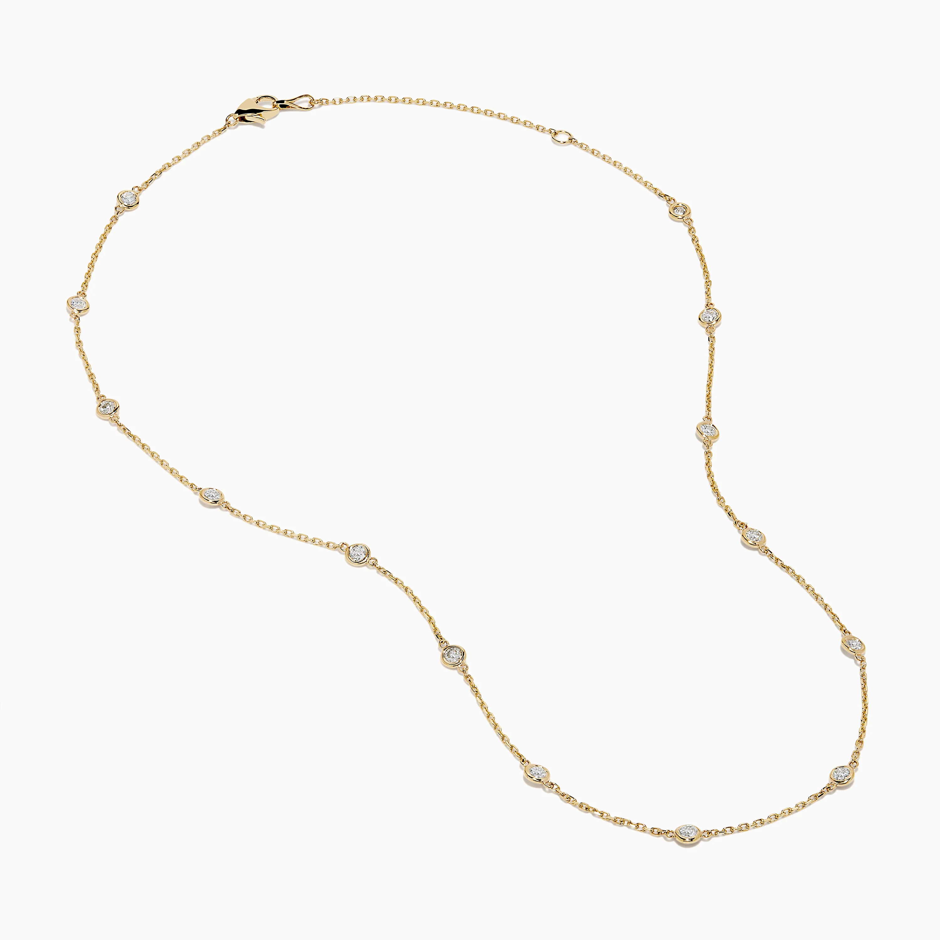 14K Yellow Gold Diamond Station Necklace, 1.00 TCW - Image 2