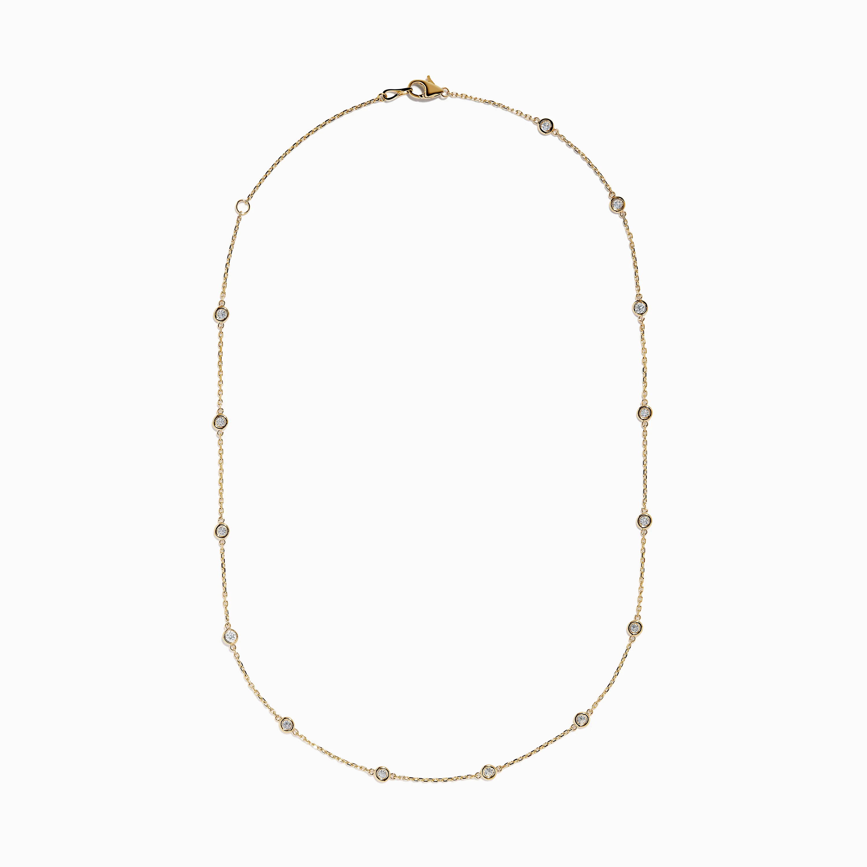 14K Yellow Gold Diamond Station Necklace, 1.00 TCW - Image 3