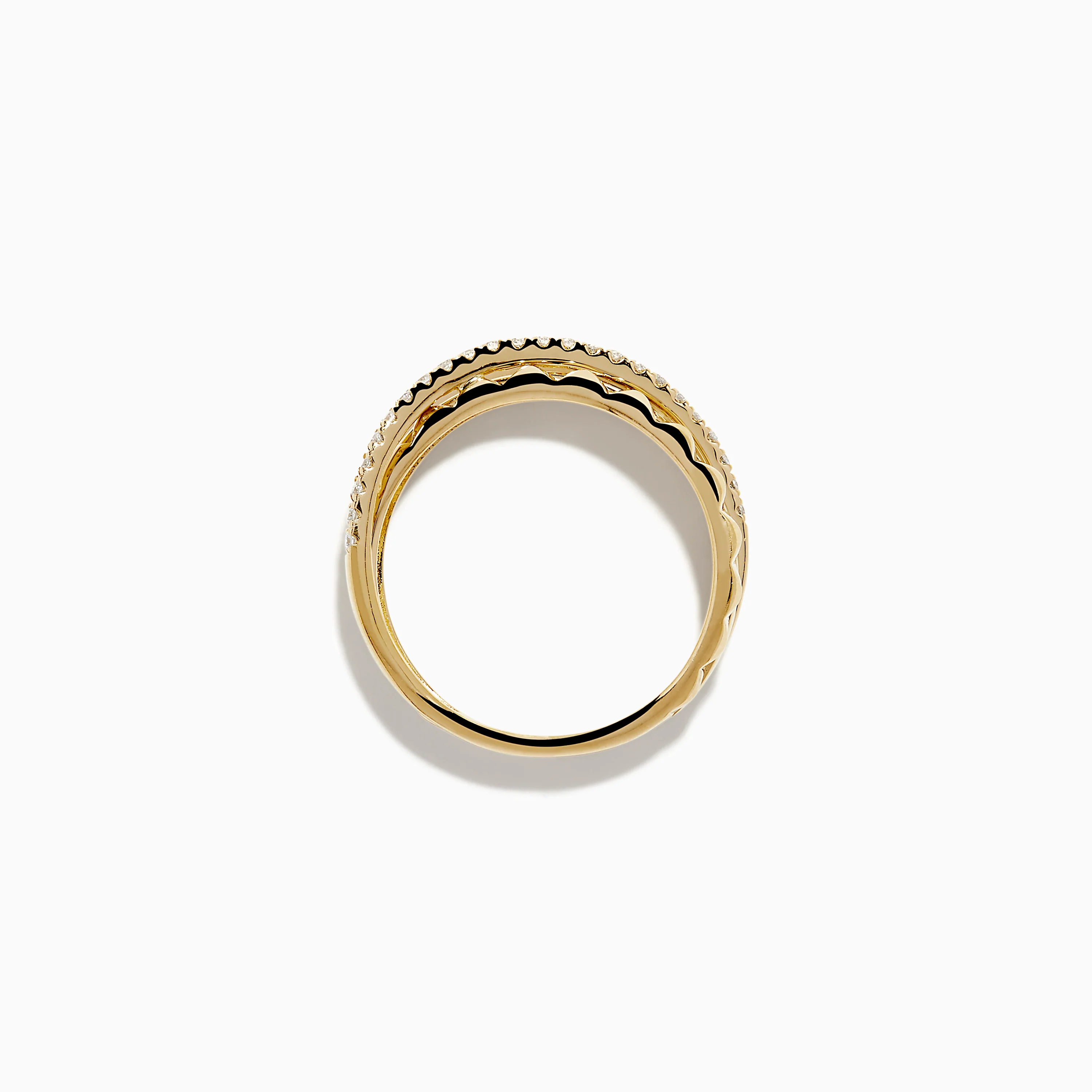 14K Yellow Gold Diamond Studded Crossover Ring - Image 3