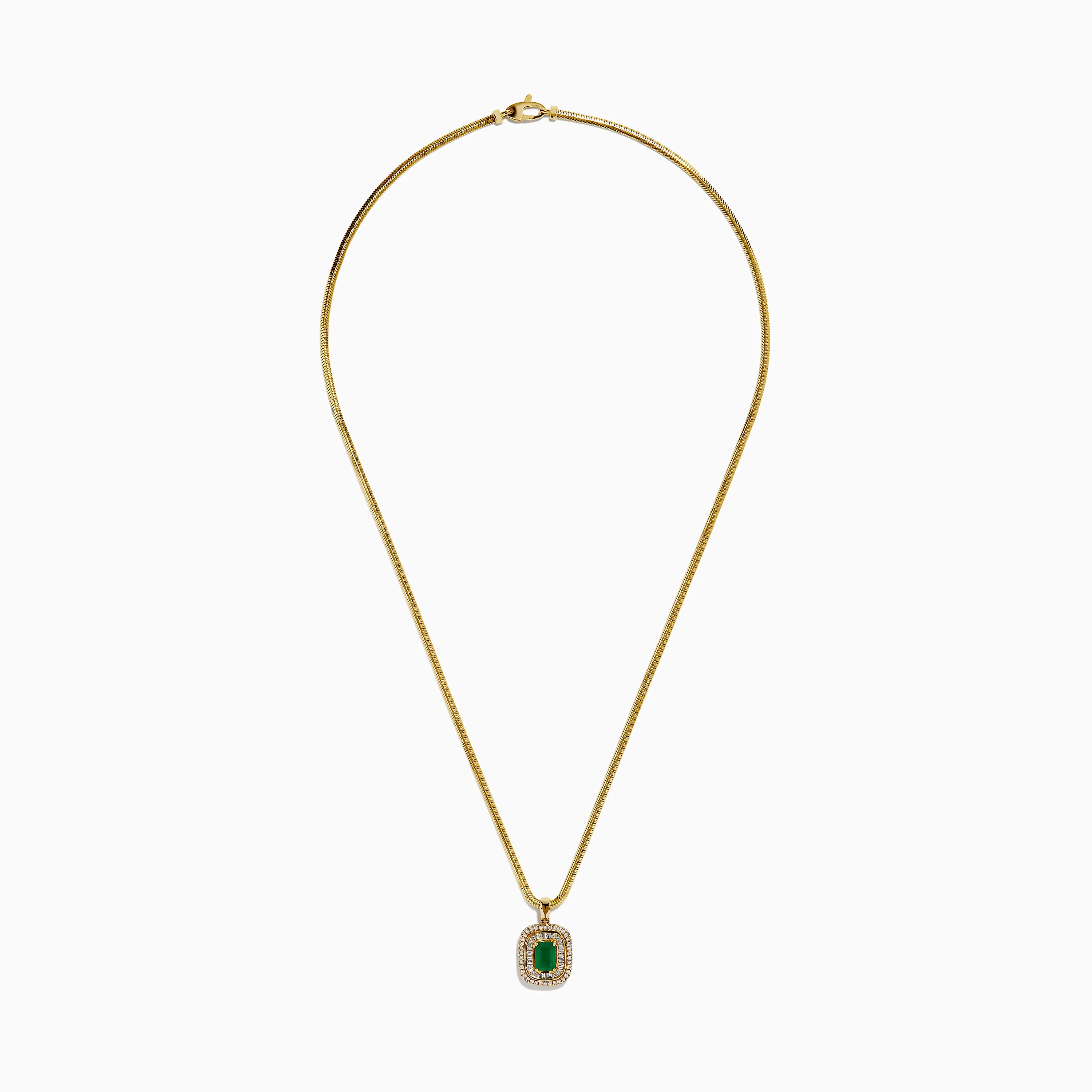 14K Yellow Gold Emerald and Diamond Double Halo Pendant - Image 3
