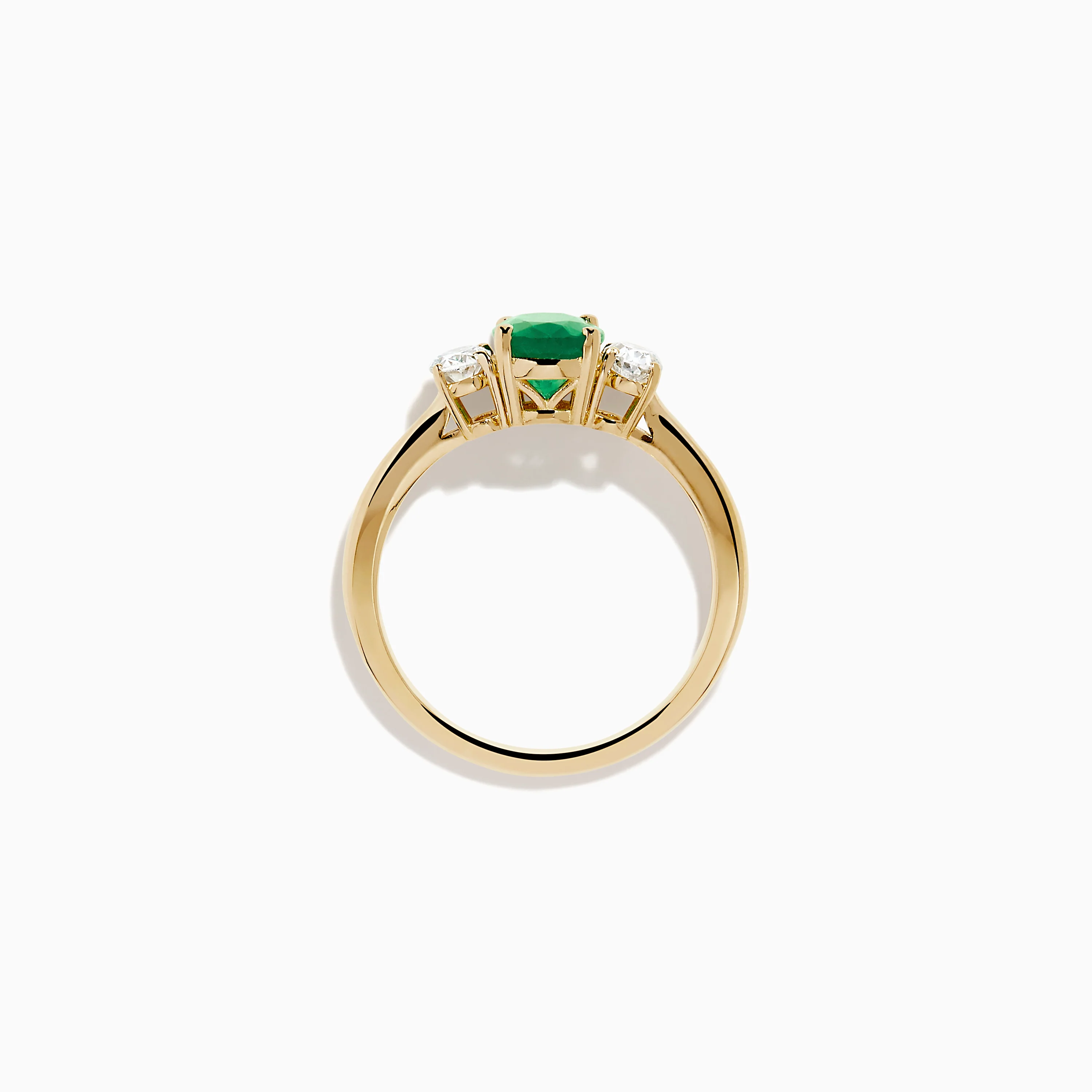 14K Yellow Gold Emerald and Diamond Three-Stone Ring - Image 3