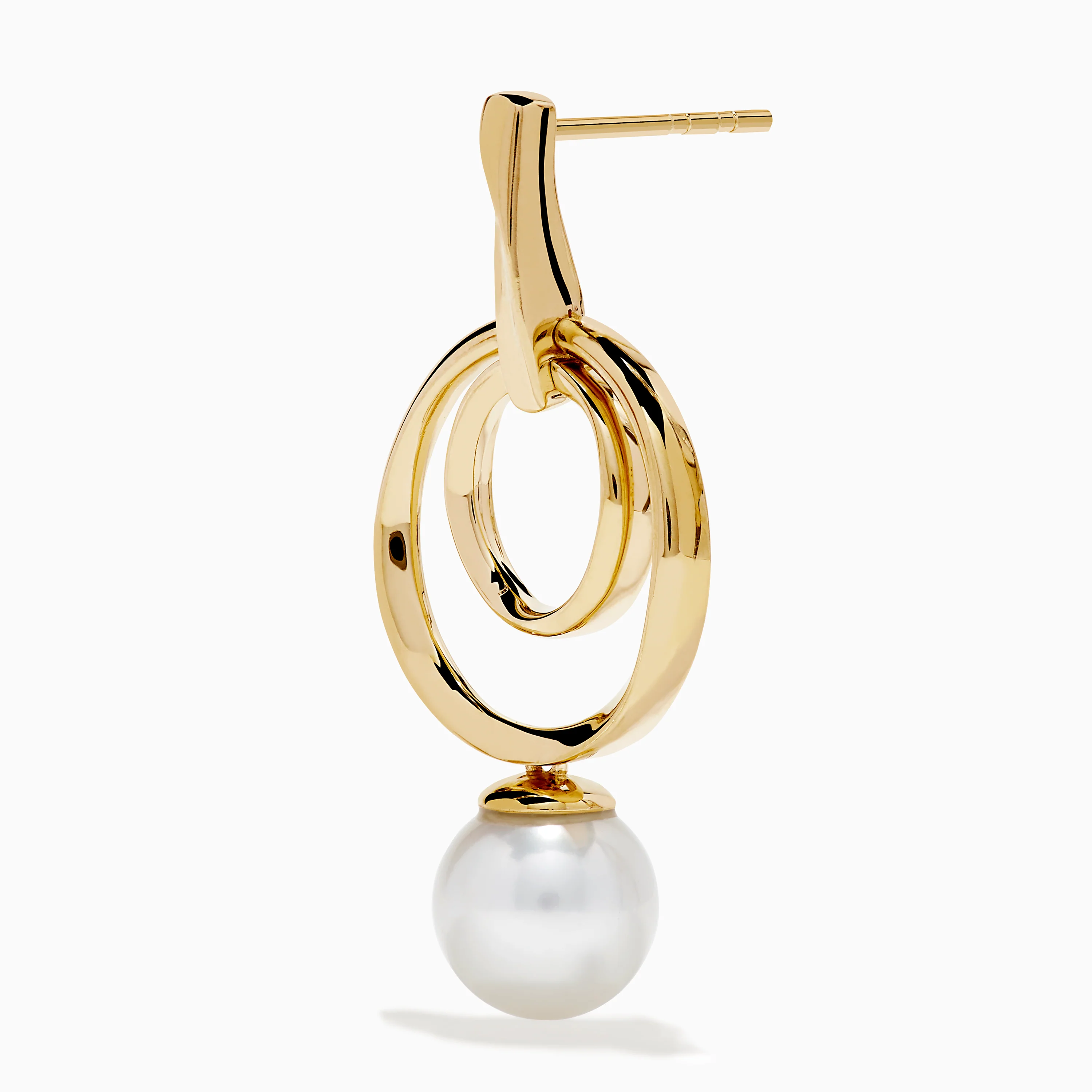 14K Yellow Gold Fresh Water Pearl Dangle Earrings - Image 3