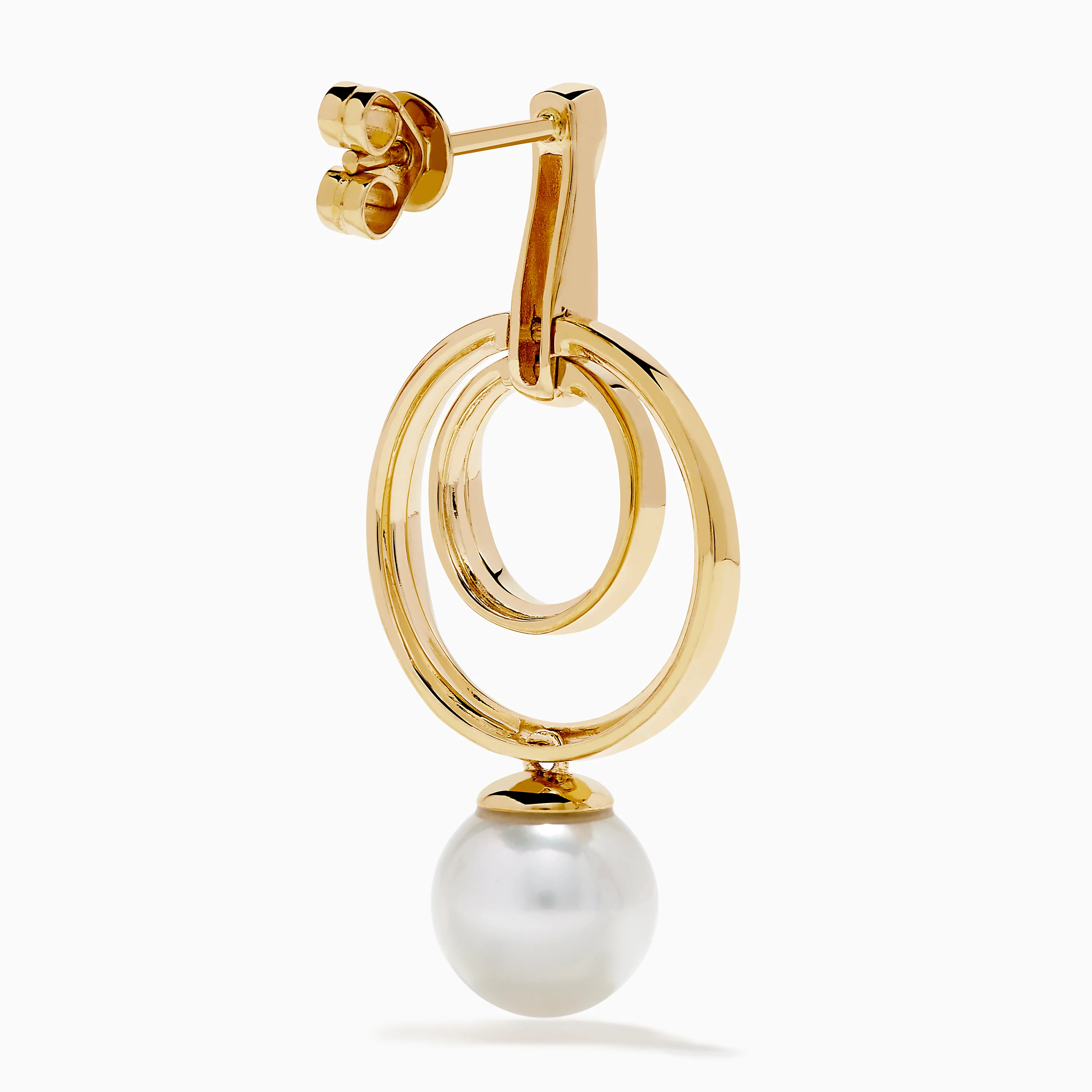 14K Yellow Gold Fresh Water Pearl Dangle Earrings - Image 4
