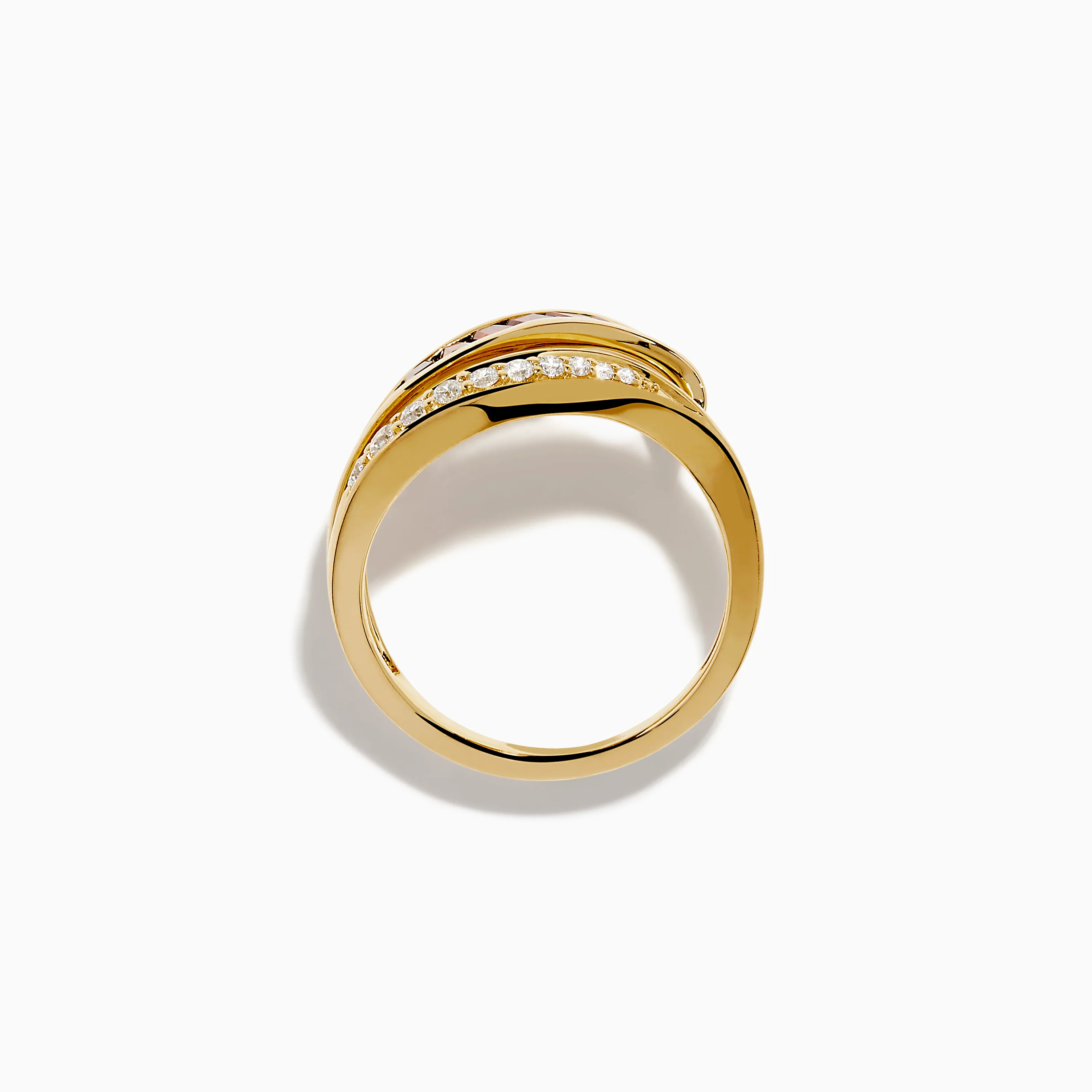 14K Yellow Gold Garnet and Diamond Wavy Band - Image 3