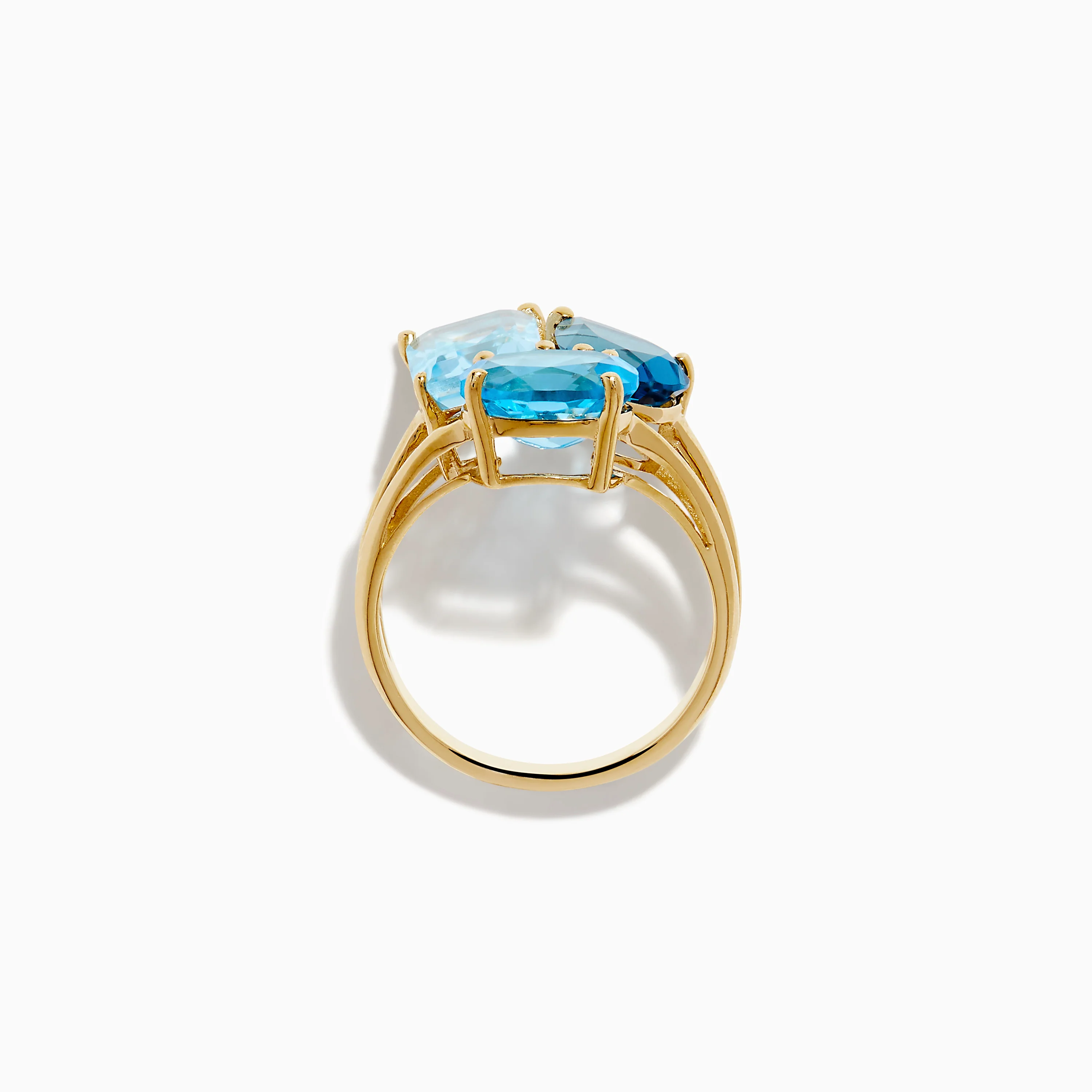 14K Yellow Gold London, Swiss & Sky Blue Cocktail Ring - Image 3