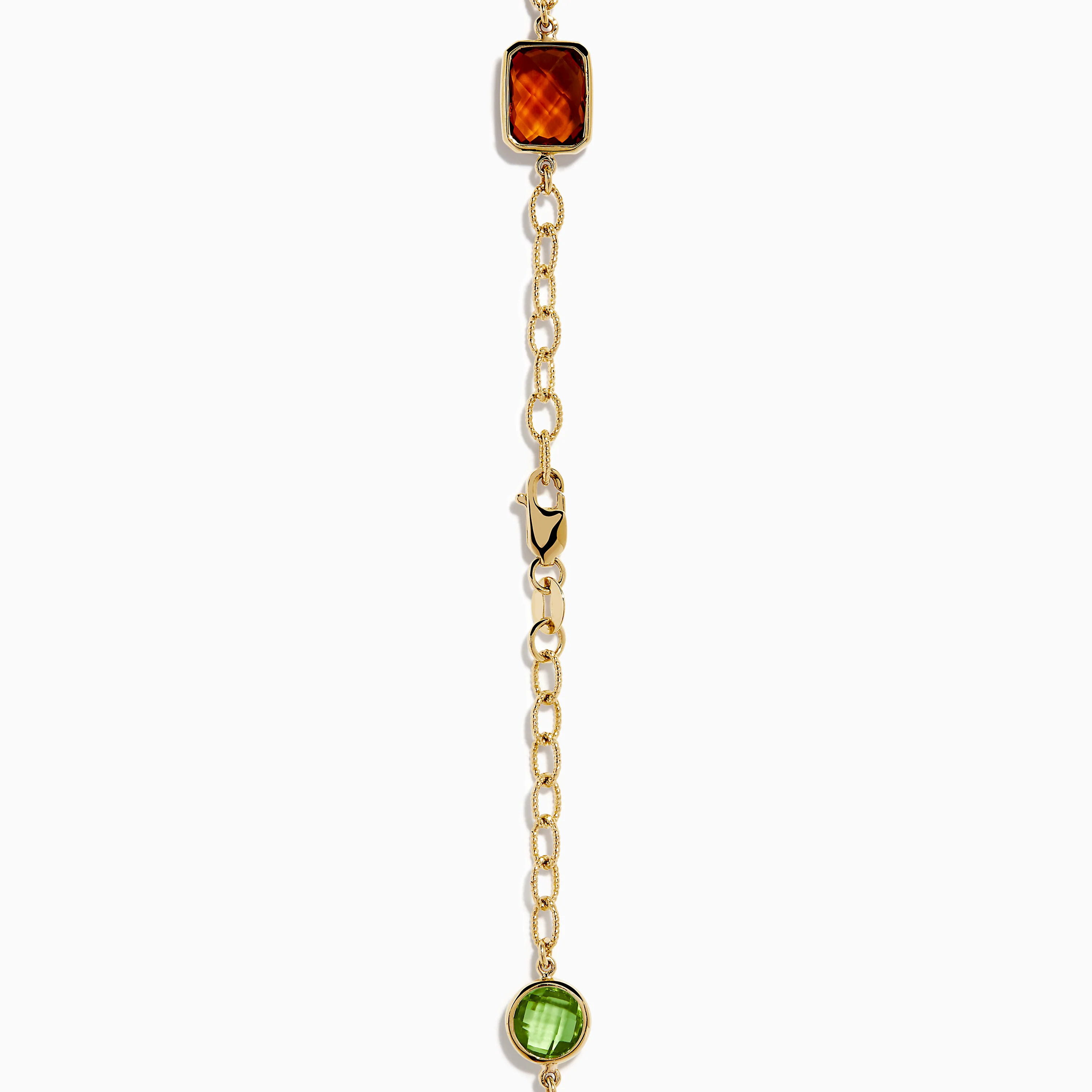14K Yellow Gold Multi-Gemstone Mixed-Shape Station Necklace - Image 4
