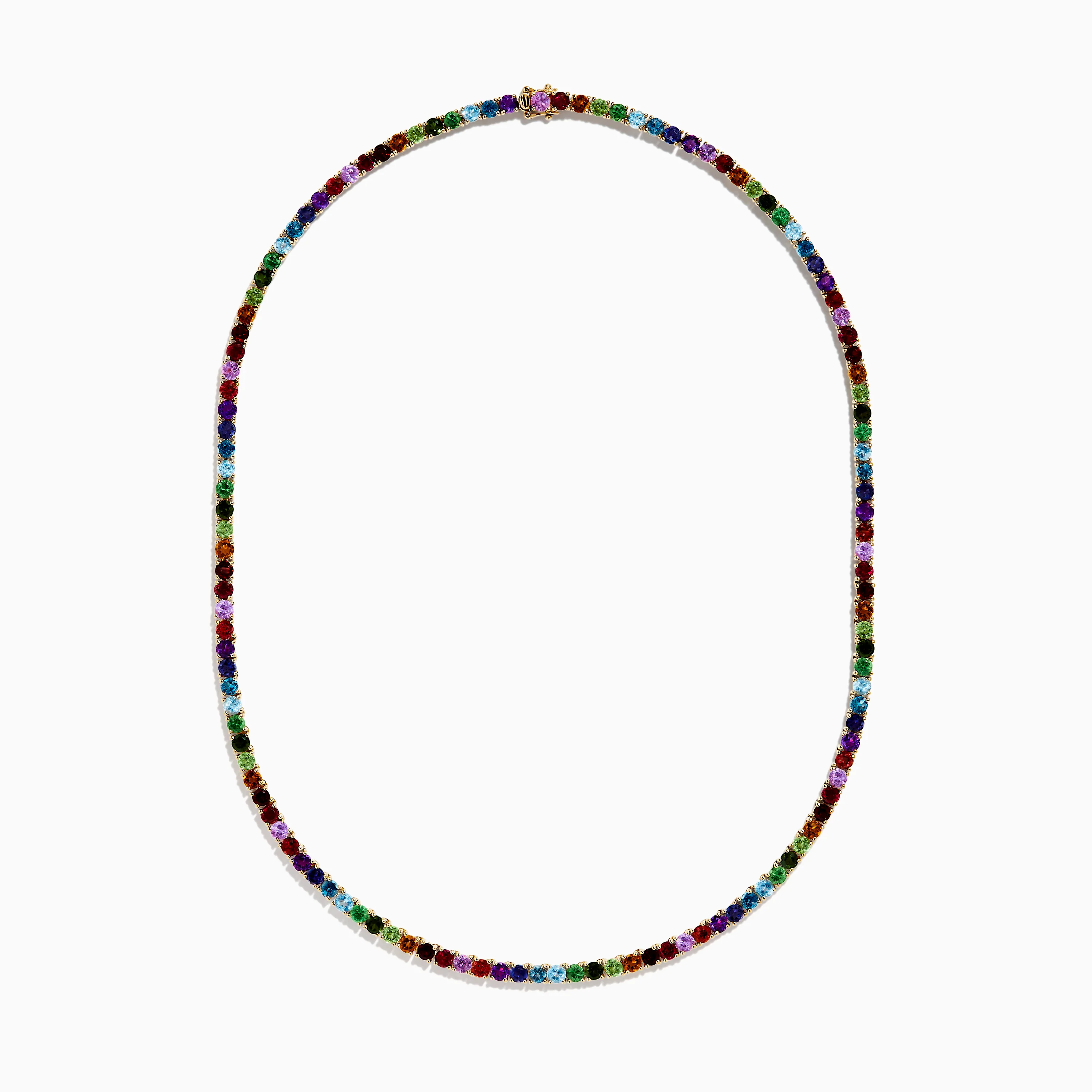 14K Yellow Gold Multi-Gemstone Rainbow Tennis Necklace - Image 3
