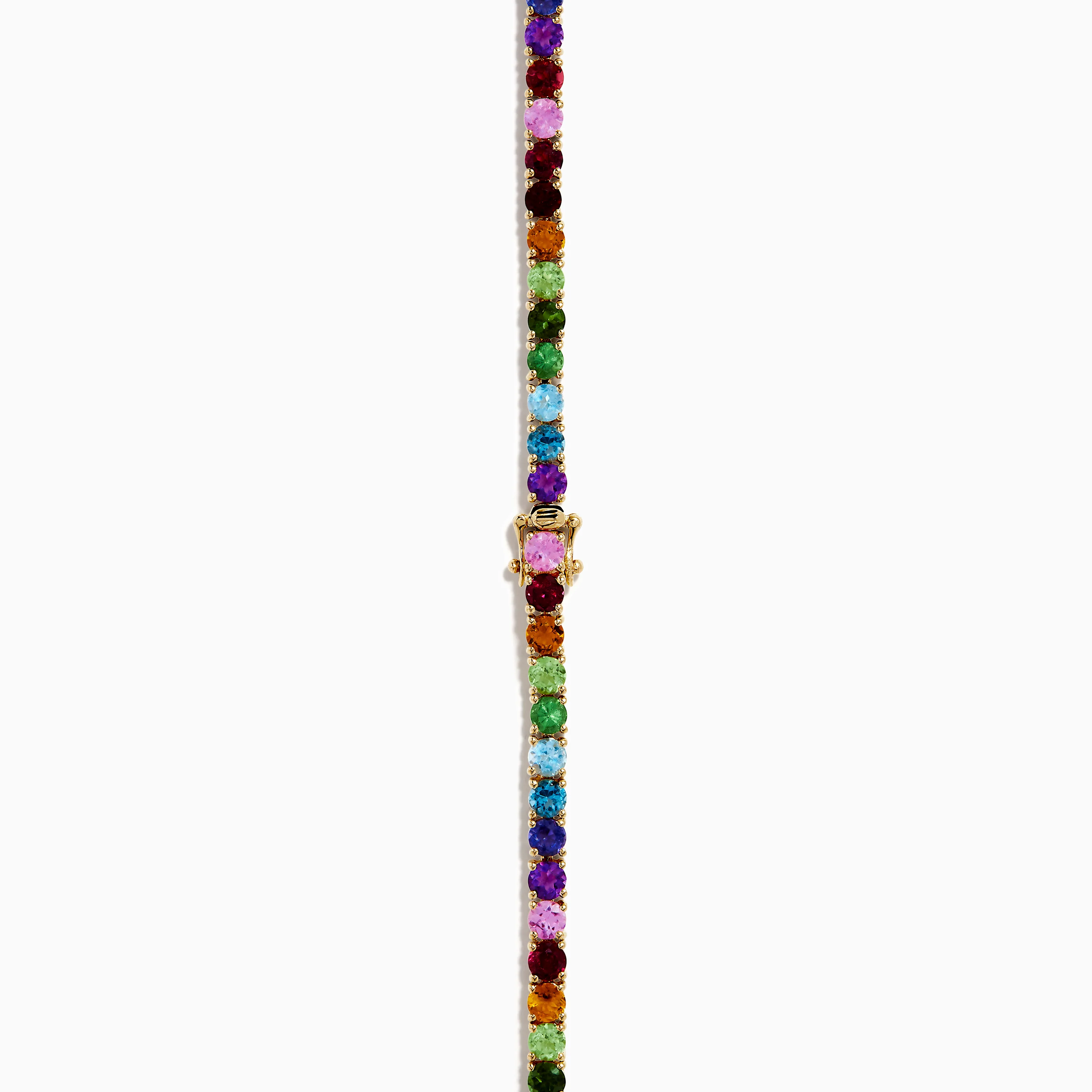 14K Yellow Gold Multi-Gemstone Rainbow Tennis Necklace - Image 4