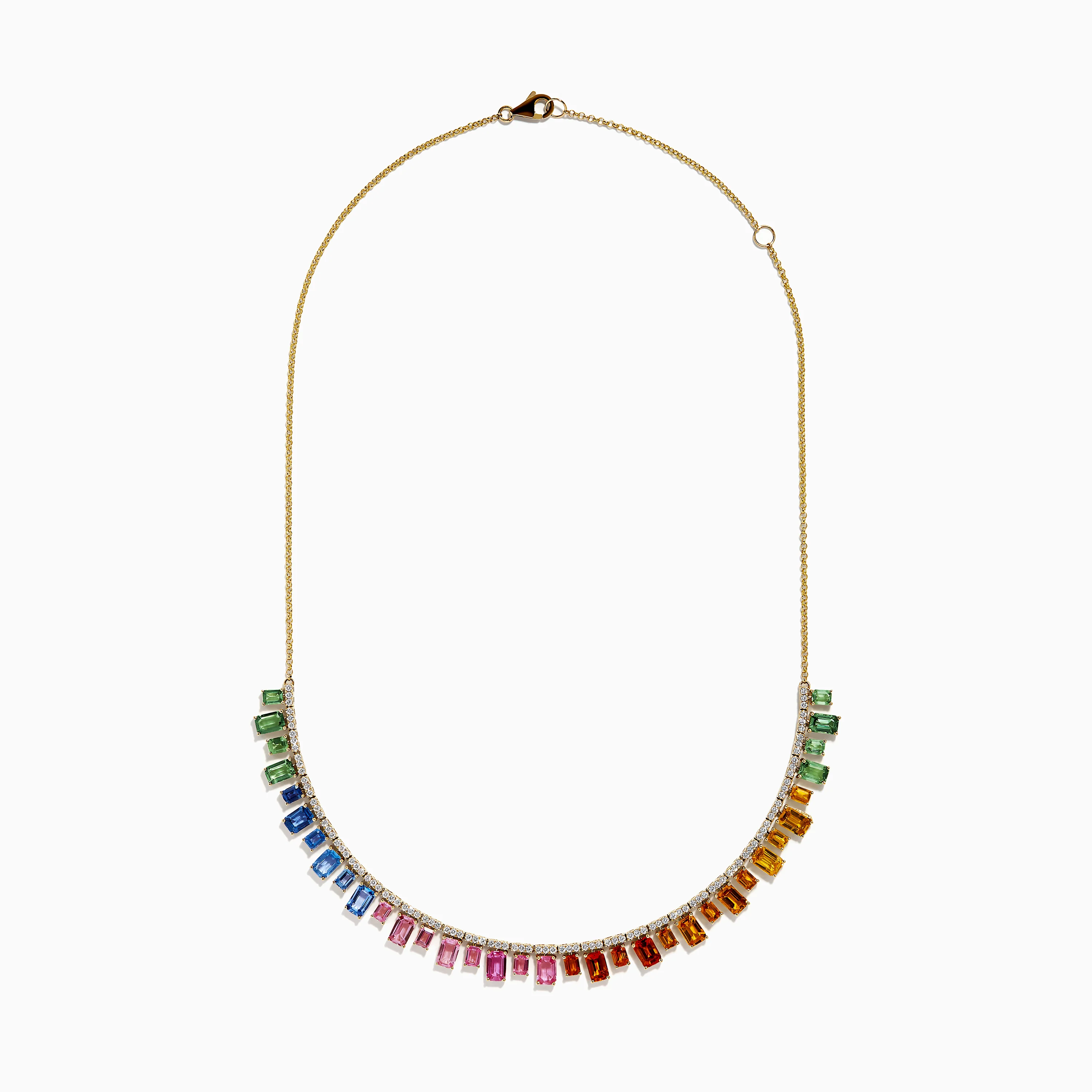 14K Yellow Gold Multi Sapphire and Diamond Collar Necklace - Image 3
