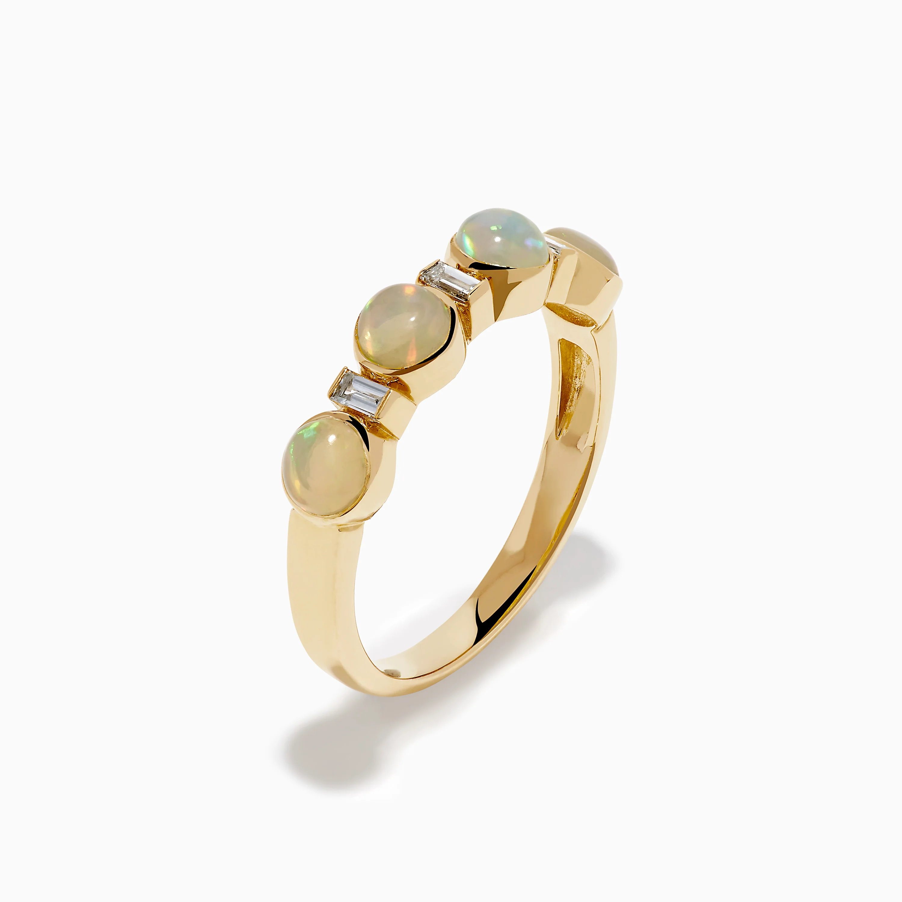 14K Yellow Gold Opal and Diamond Bezel Band - Image 4