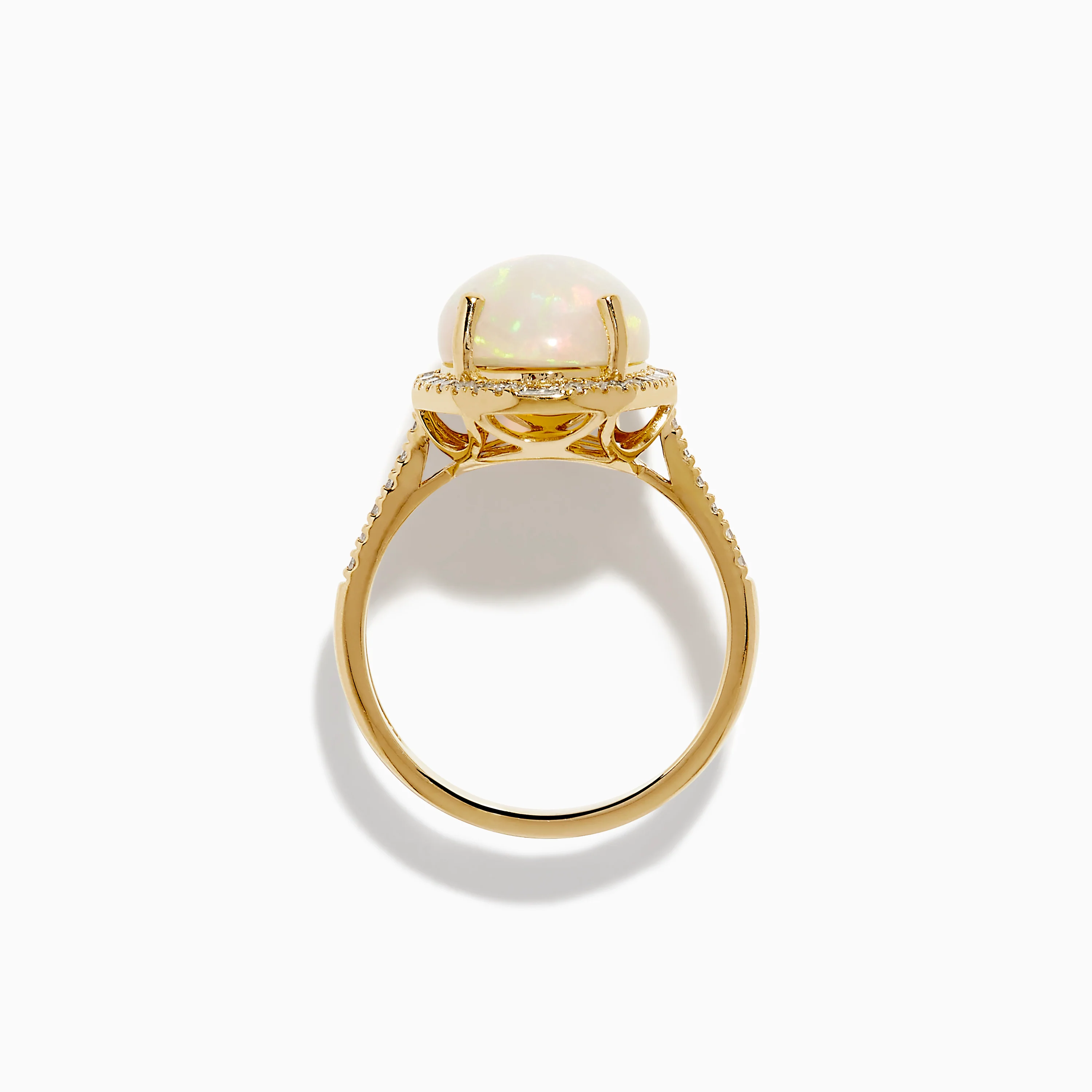 14K Yellow Gold Opal and Diamond Halo Cocktail Ring - Image 3