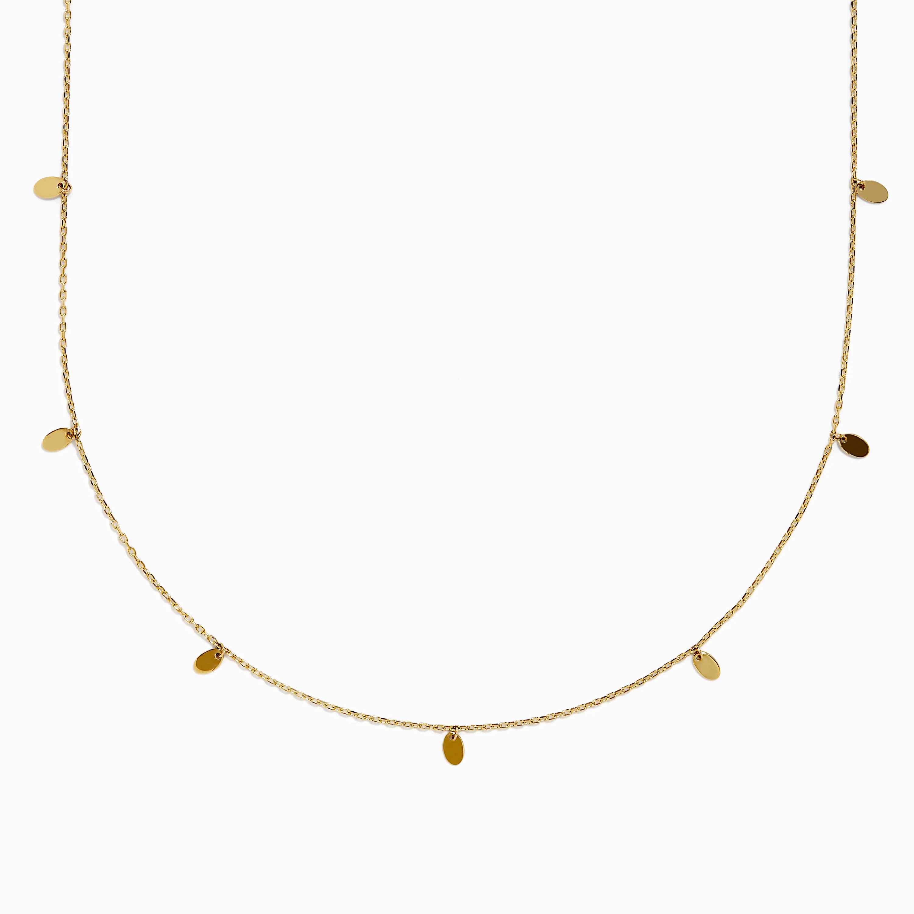 14K Yellow Gold Oval Charm Station Necklace