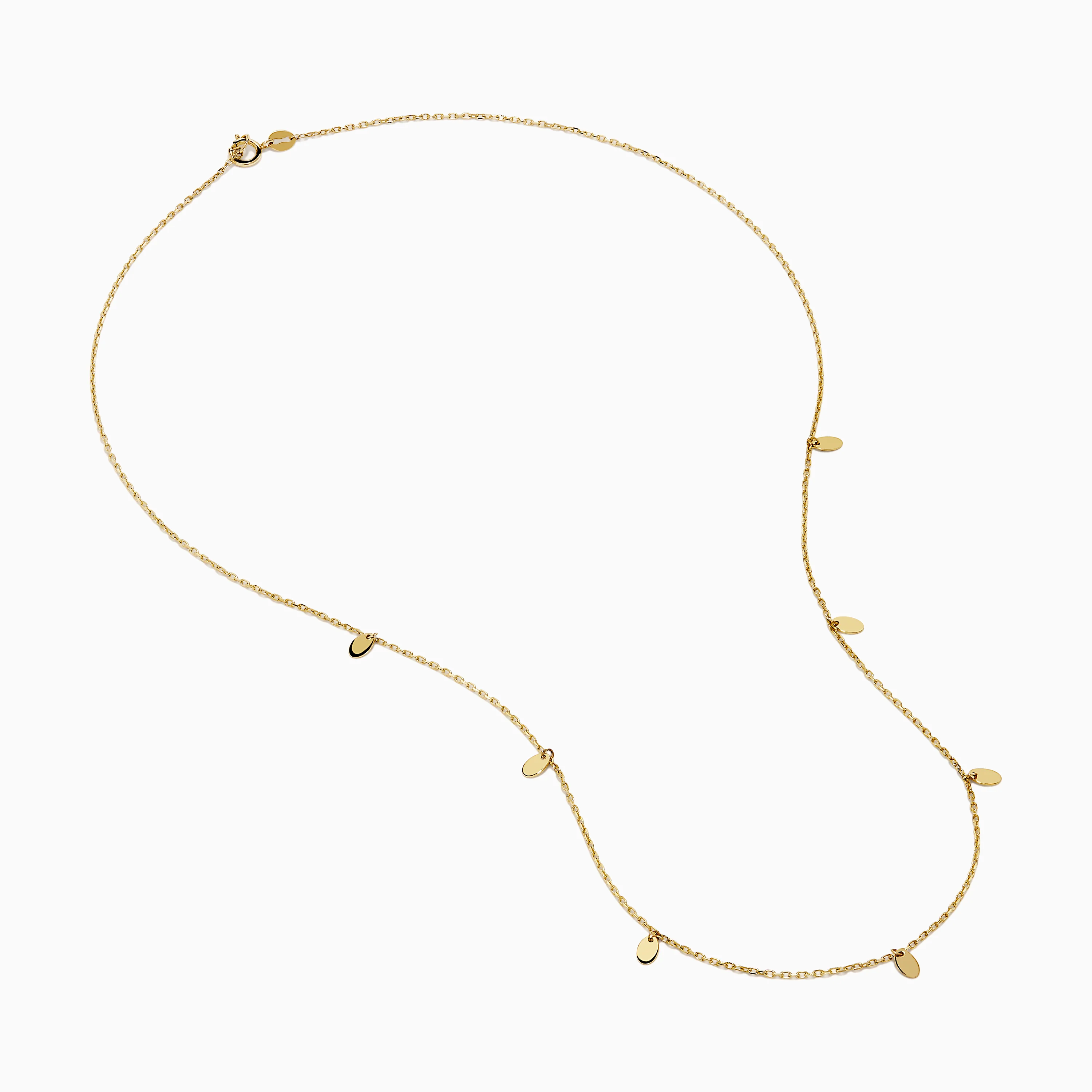 14K Yellow Gold Oval Charm Station Necklace - Image 2