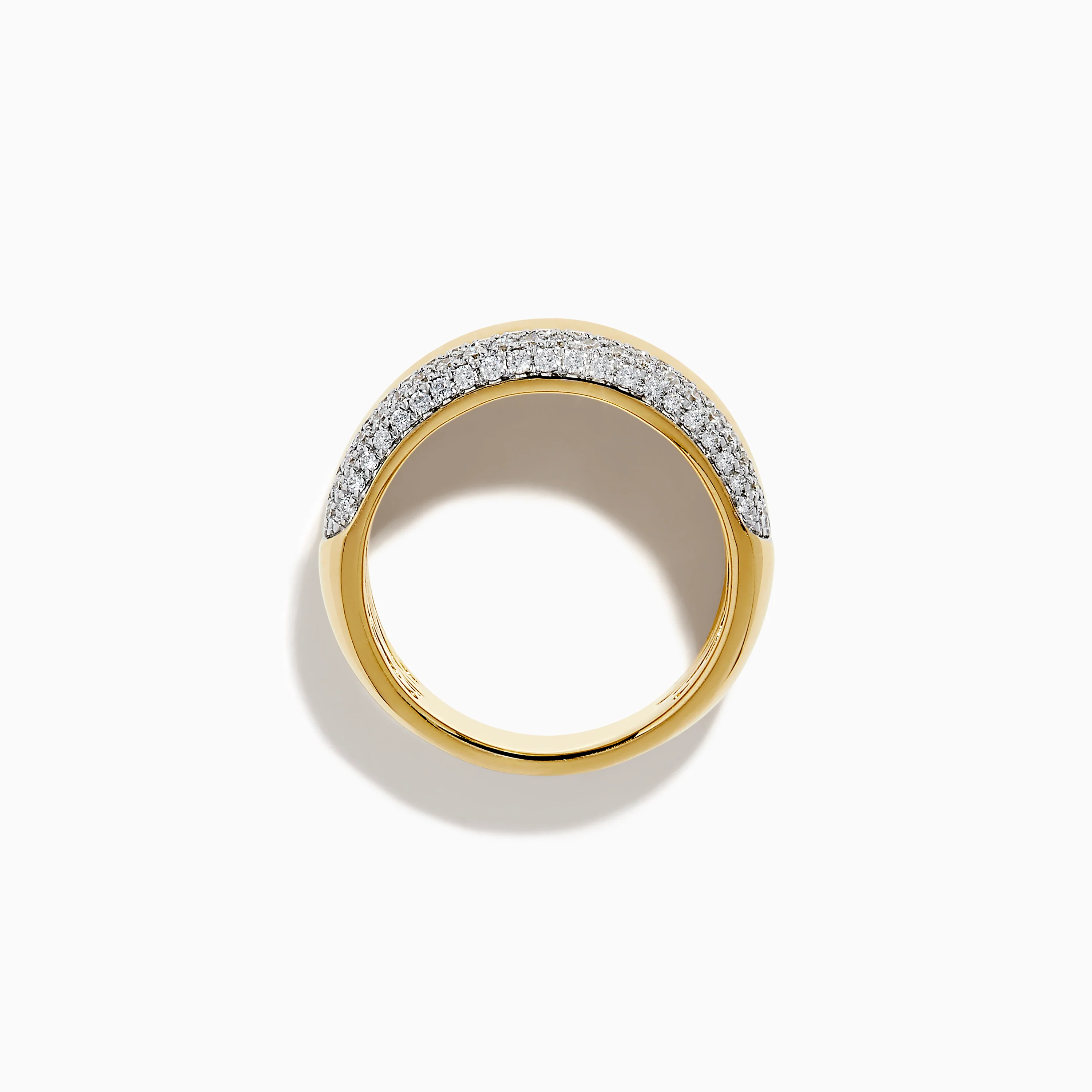 14K Yellow Gold Pave Diamond and Gold Double Band Ring - Image 3