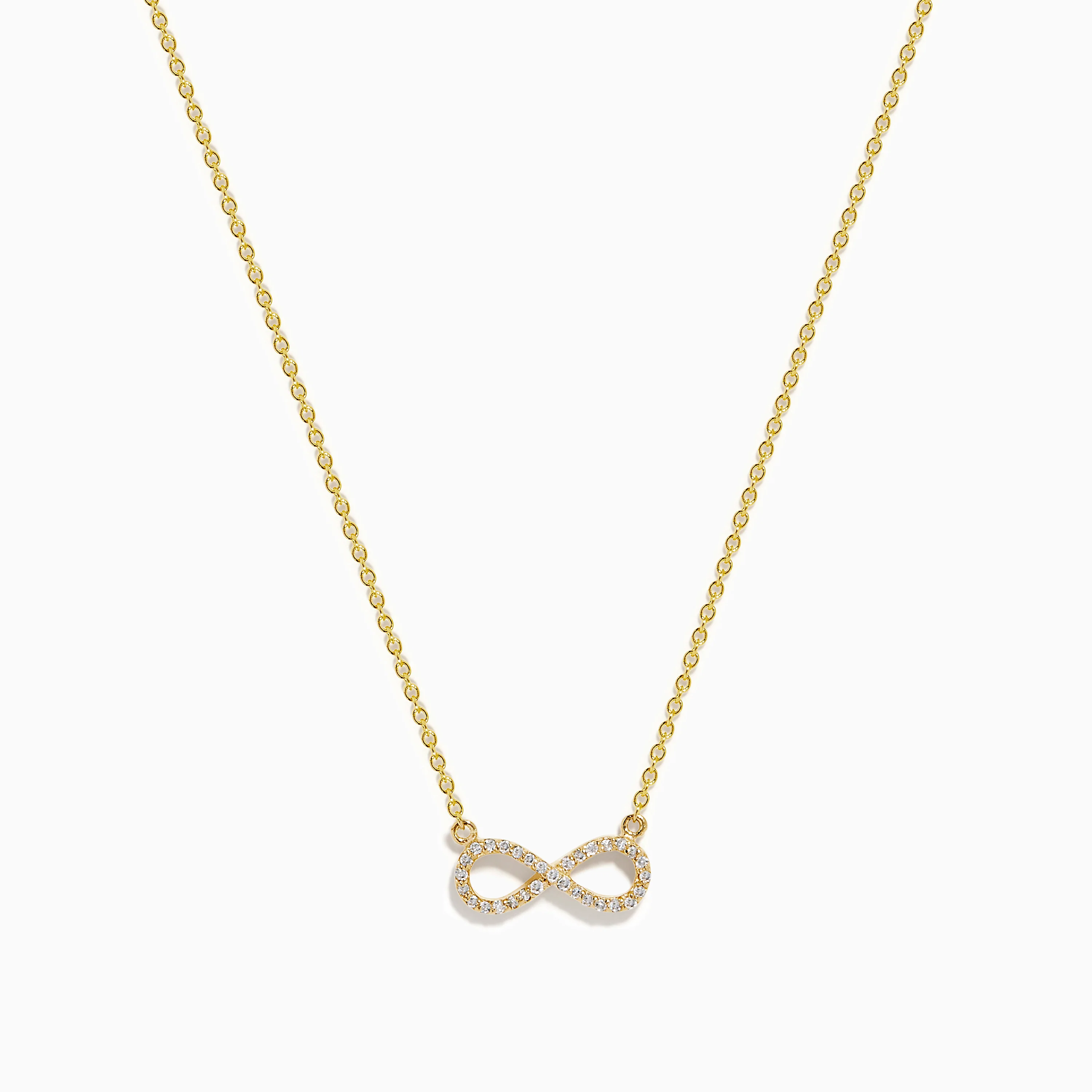 14K Yellow Gold Pavé Diamond Infinity Necklace
