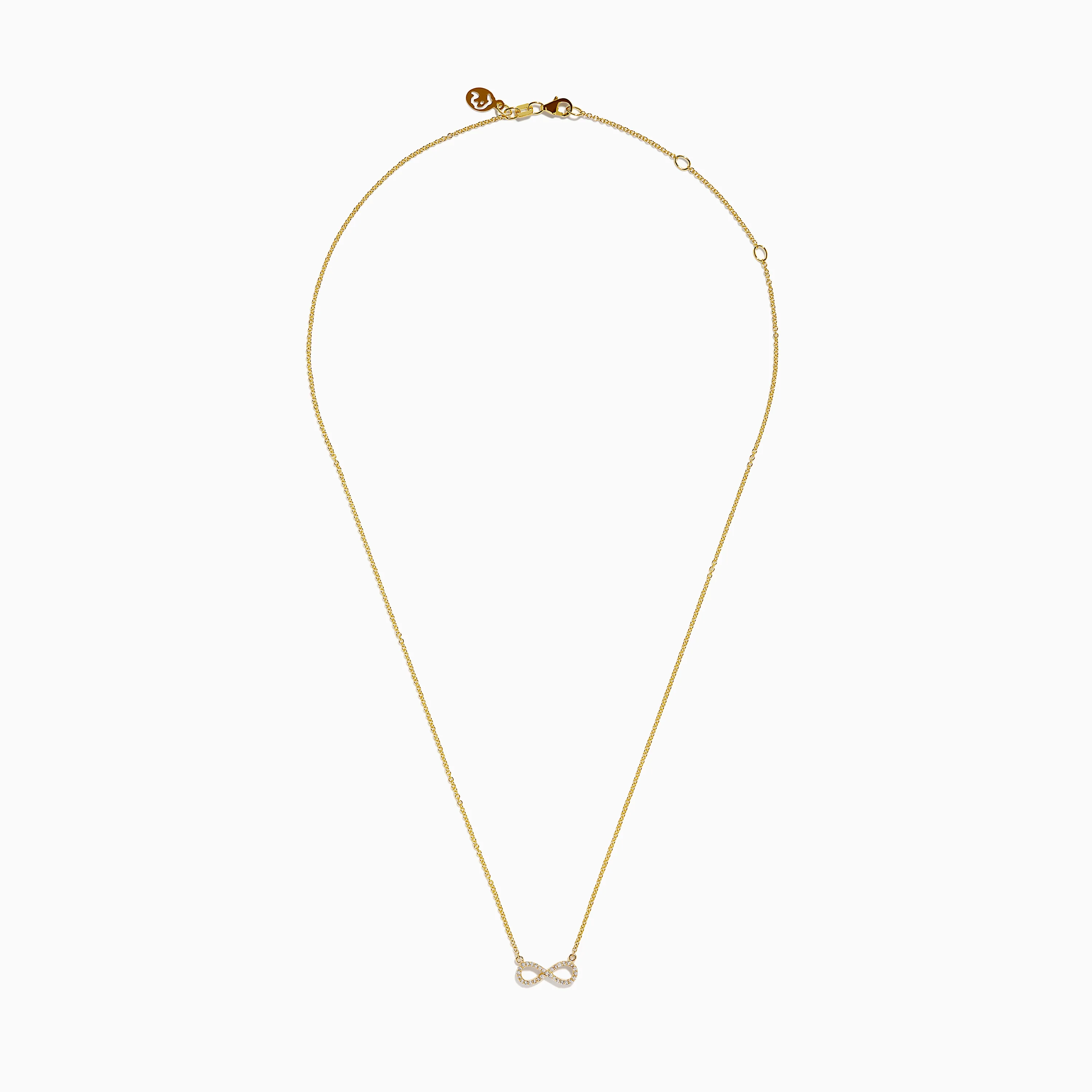 14K Yellow Gold Pavé Diamond Infinity Necklace - Image 3