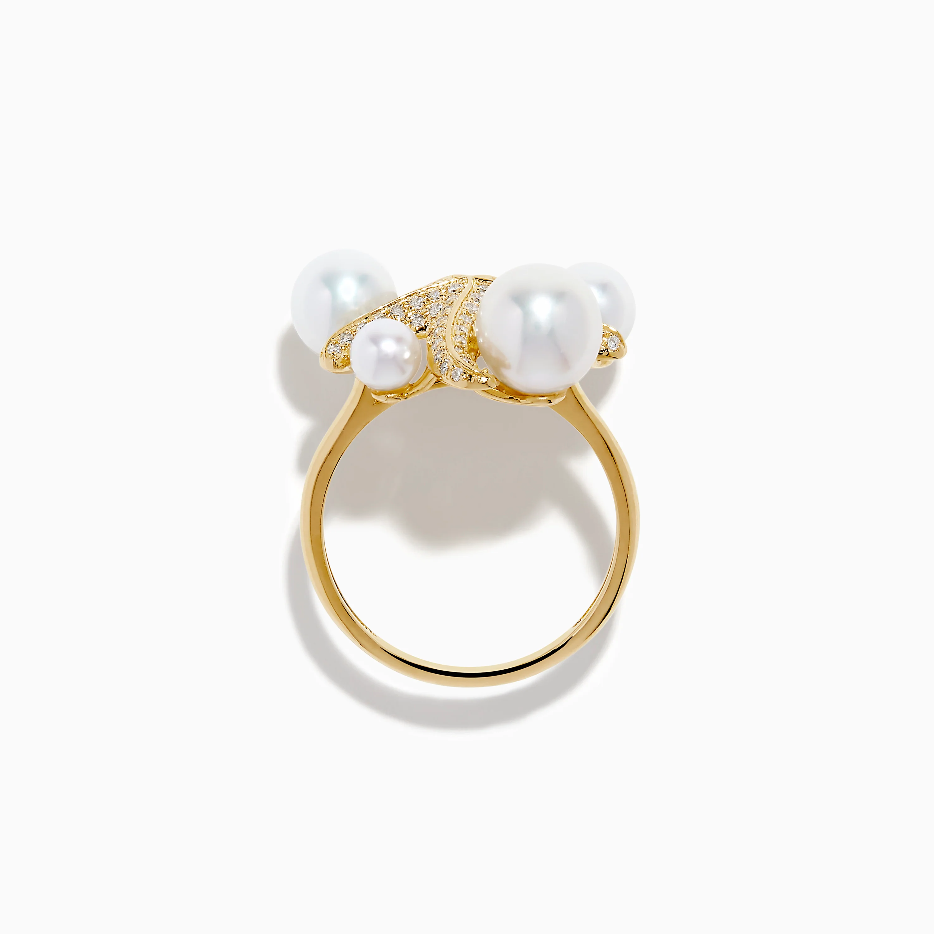 14K Yellow Gold Pearl and Diamond Starfish Ring - Image 3